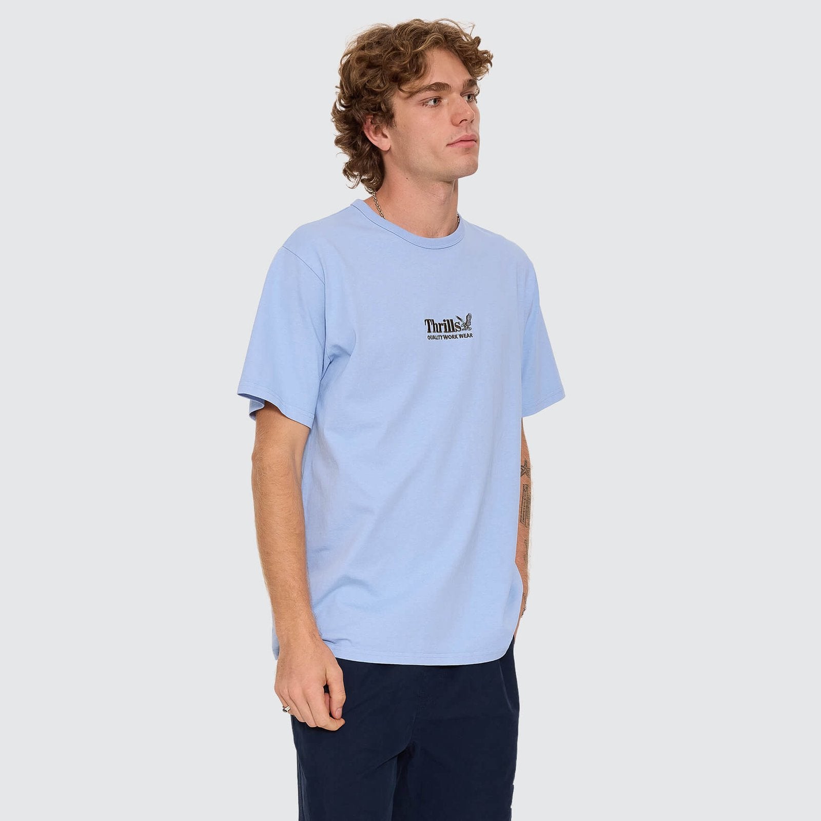 Workwear Embro Merch Fit Tee Placid Blue - Image 4