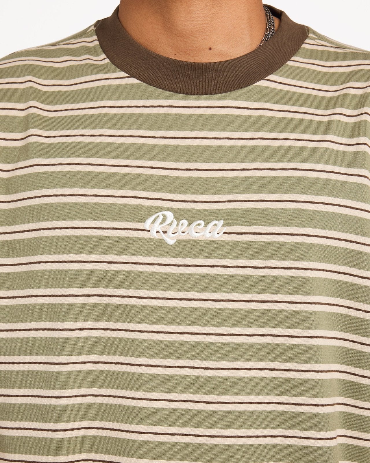 Mens Exotica Stripe T-Shirt Army - Image 4