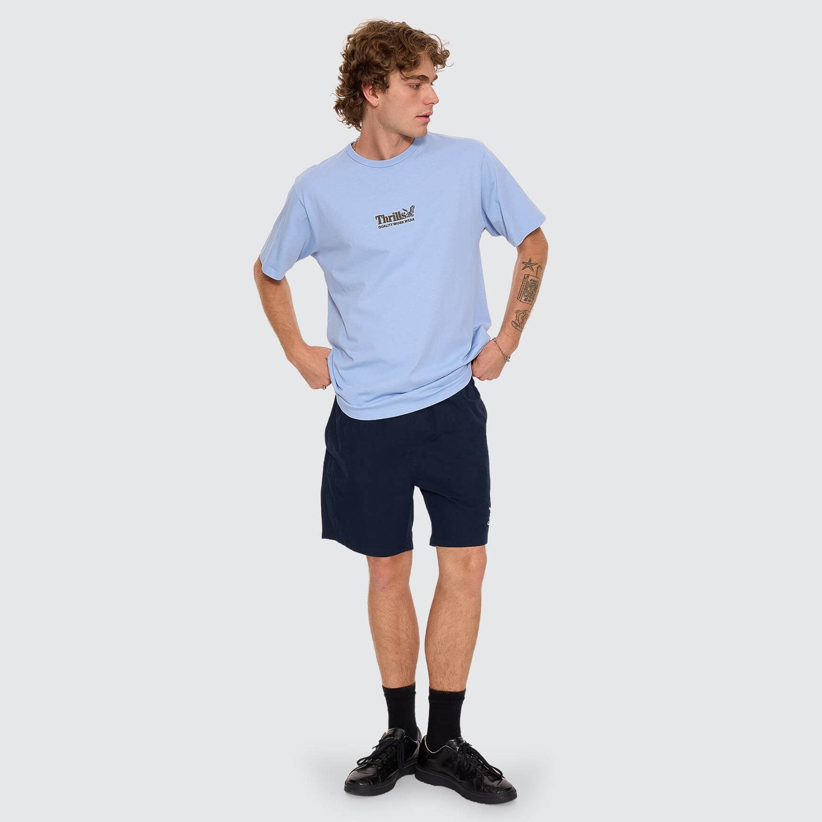 Workwear Embro Merch Fit Tee Placid Blue - Image 5