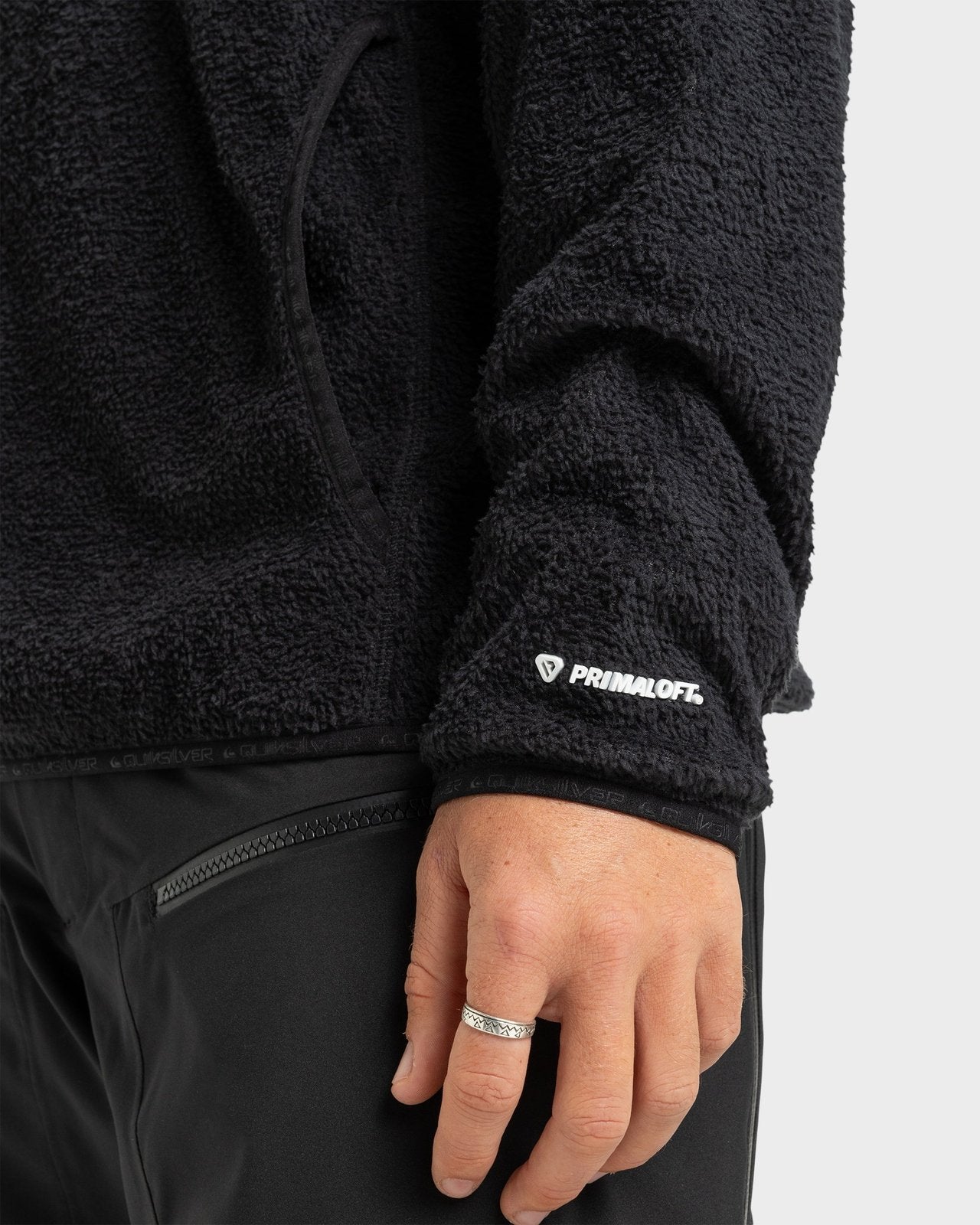 Mens Warm Up Pullover Hoodie Black - Image 5