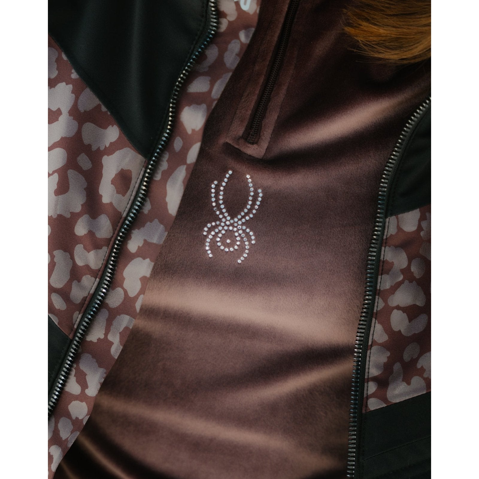 Womens Shimmer Bug Half Zip Mocha - Image 6