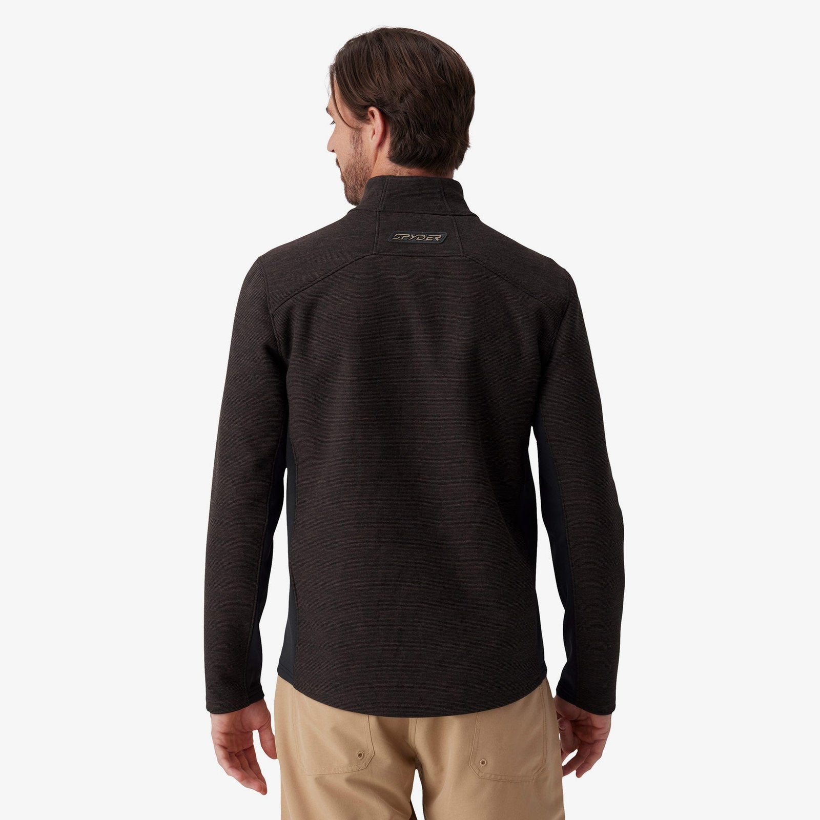 Mens Bandit Sweater Fleece Quarter Zip Mocha Melange - Image 6