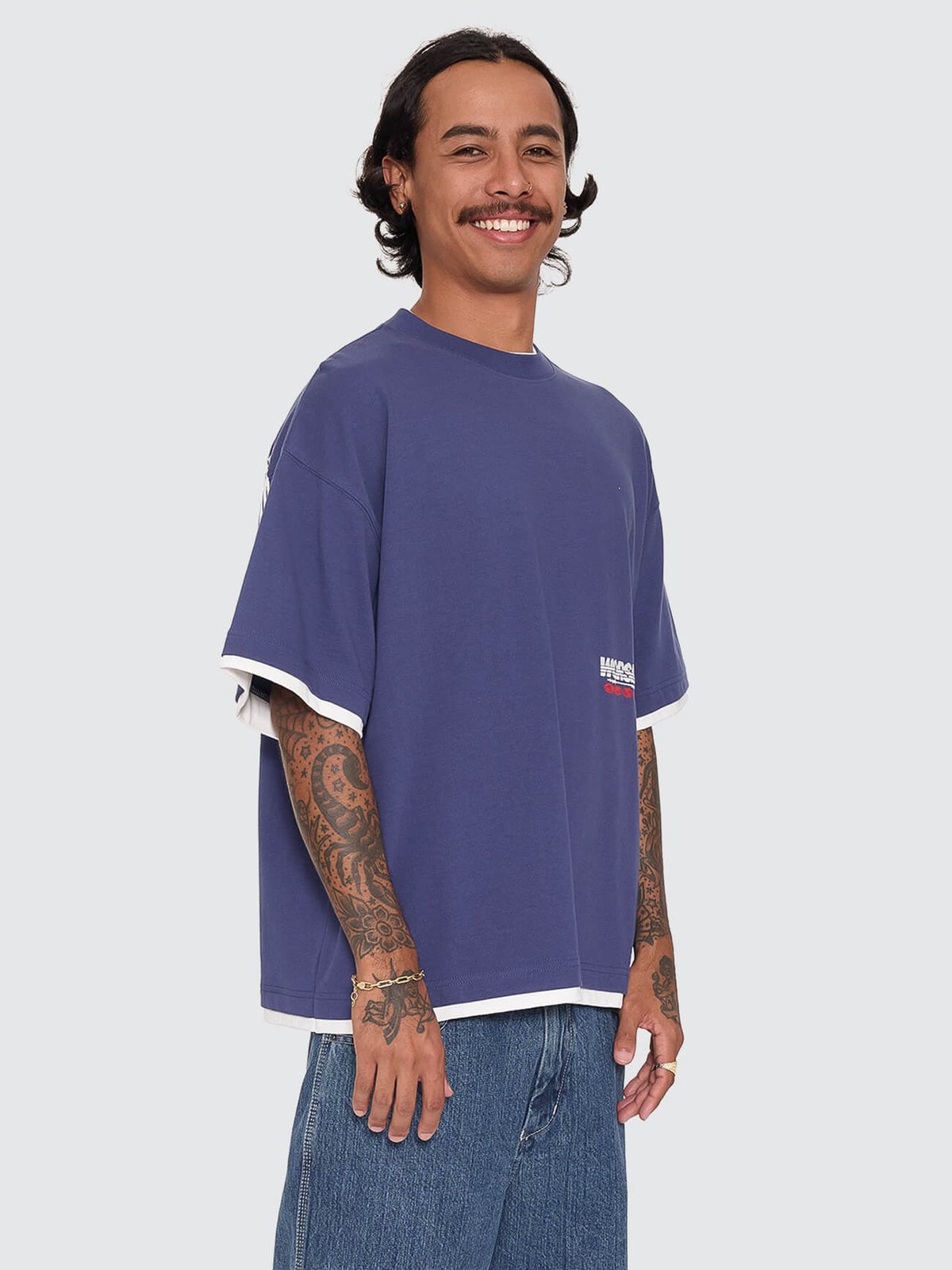 Half Court Box Crop Layer Tee Medieval Blue - Image 6