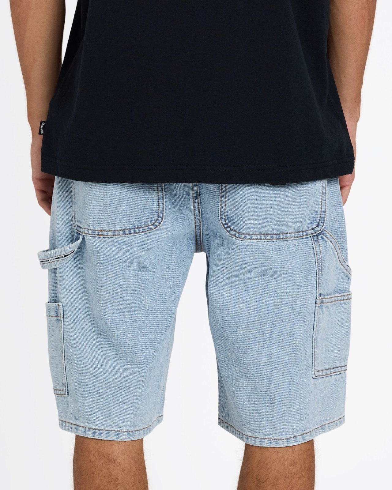 Mens Bad Dog Workwear Shorts Washed Indigo - Image 6