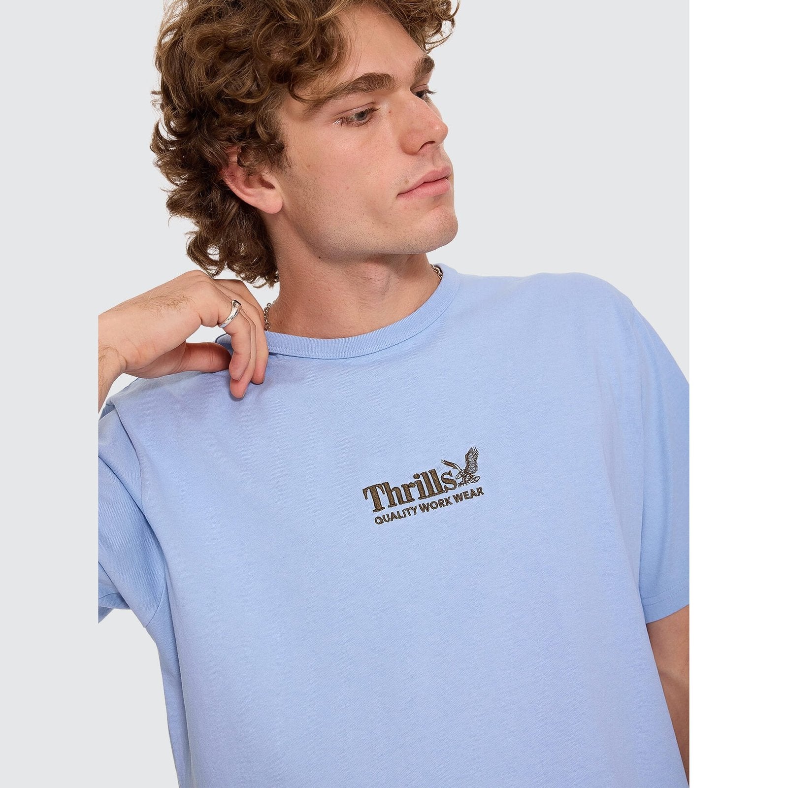 Workwear Embro Merch Fit Tee Placid Blue - Image 7