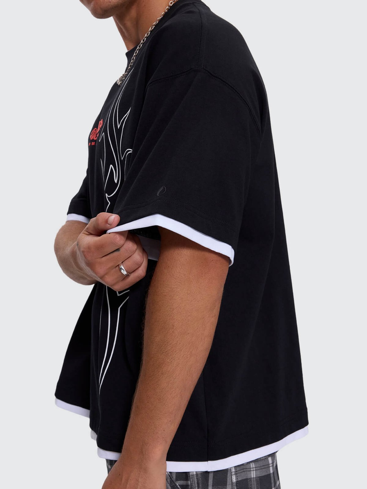 Pitted Box Crop Layer Tee Black - Image 7