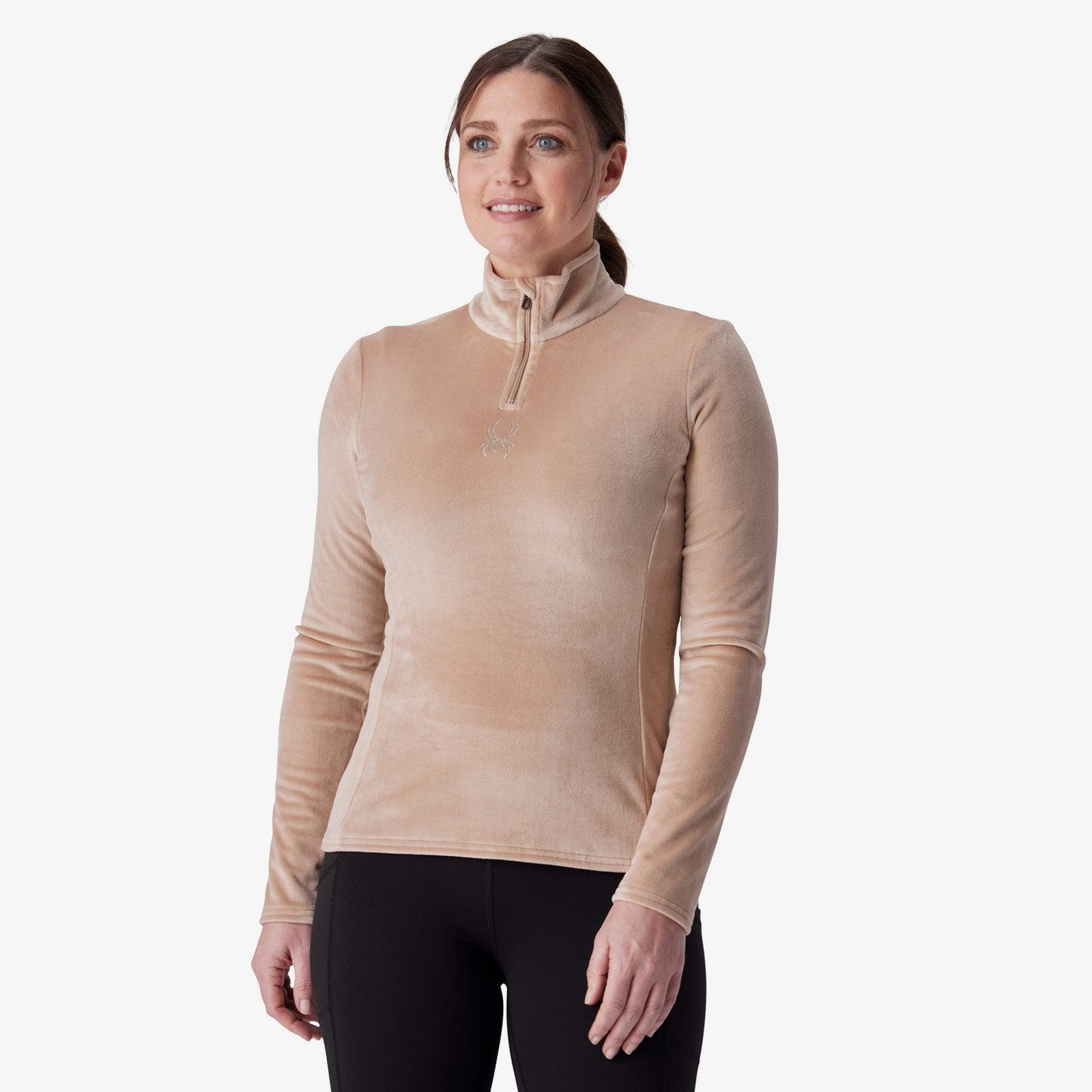 Womens Shimmer Bug Half Zip Tan - Image 8