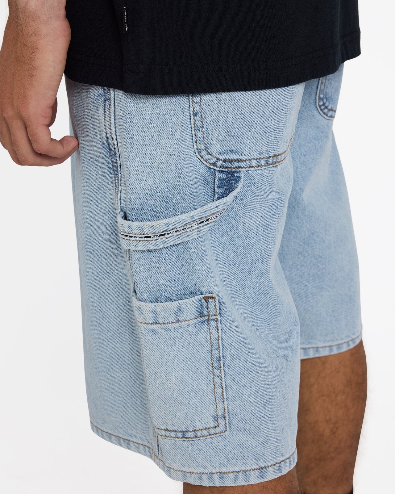 Mens Bad Dog Workwear Shorts Washed Indigo - Image 8