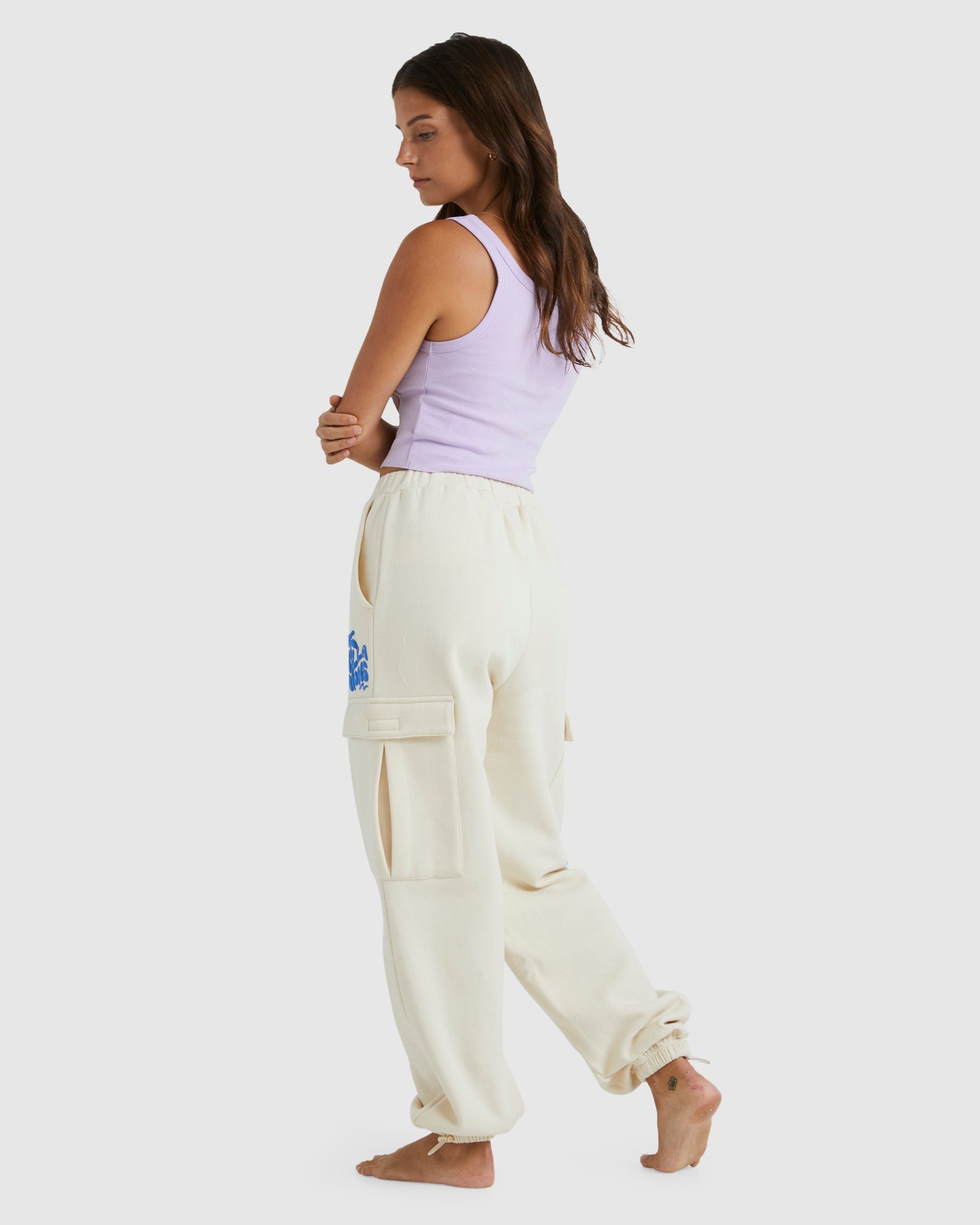 Womens Palm Life Trackpants White Cap - Image 3