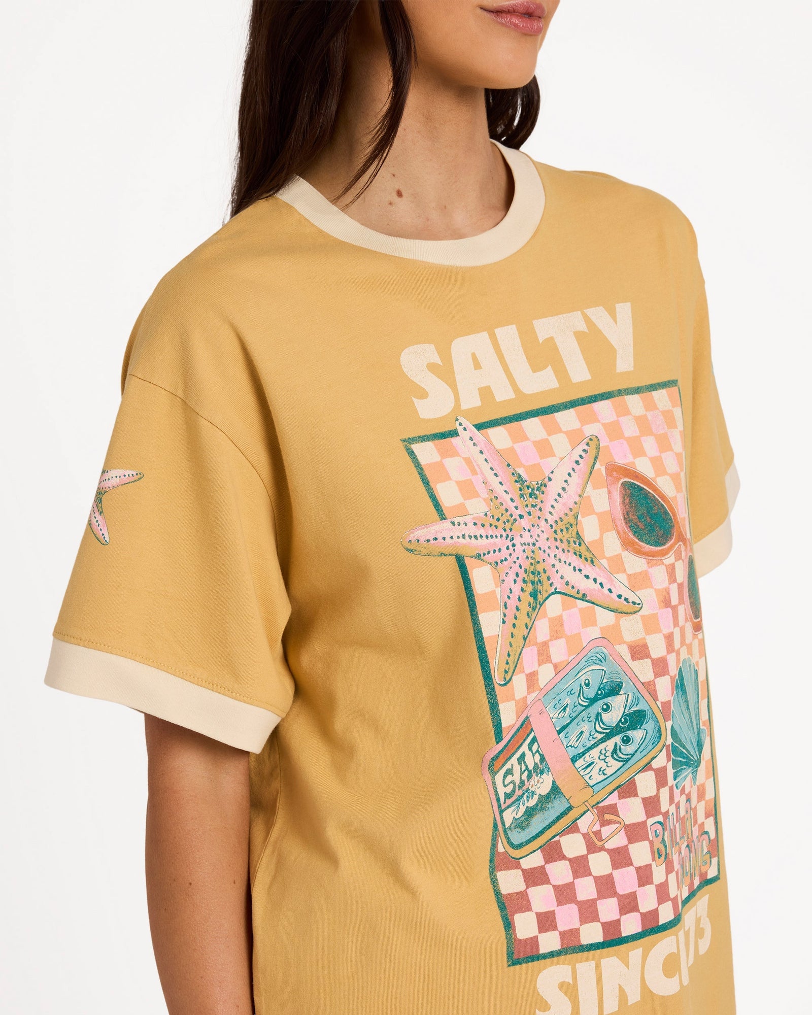Womens Salty Since T-Shirt Curry - Image 4