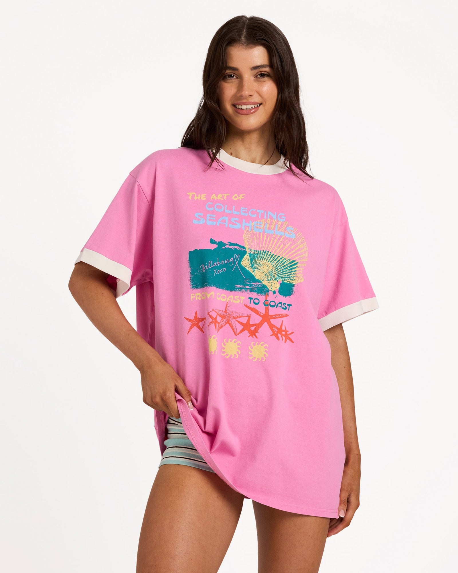 Womens Coastal Adventures T-Shirt Party Pink - Image 1
