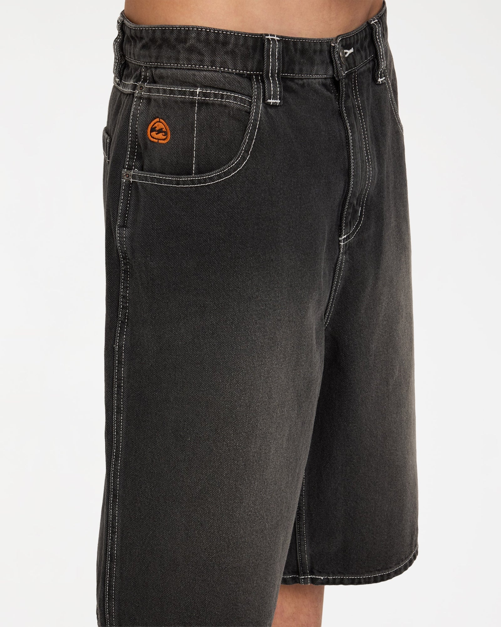 Mens Spec Denim Shorts Black - Image 4