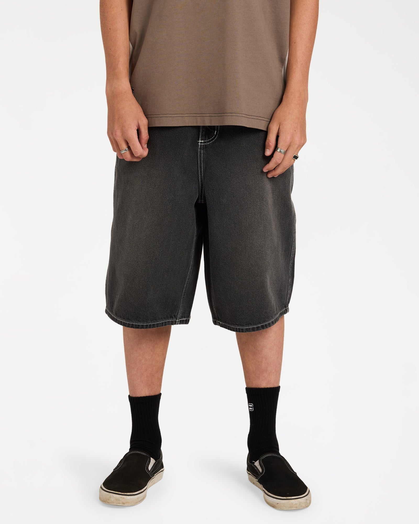 Mens Spec Denim Shorts Black - Image 1