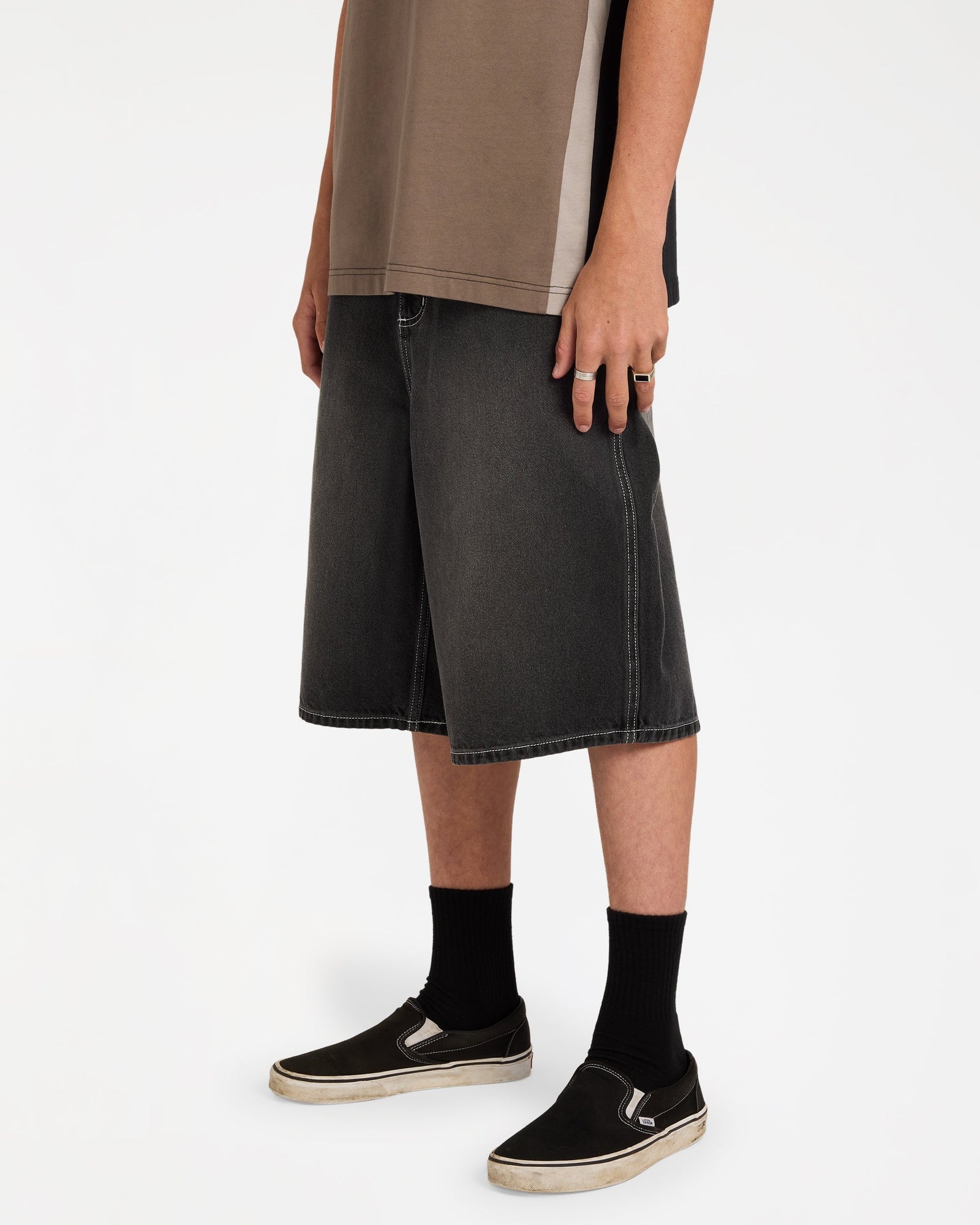 Mens Spec Denim Shorts Black - Image 3