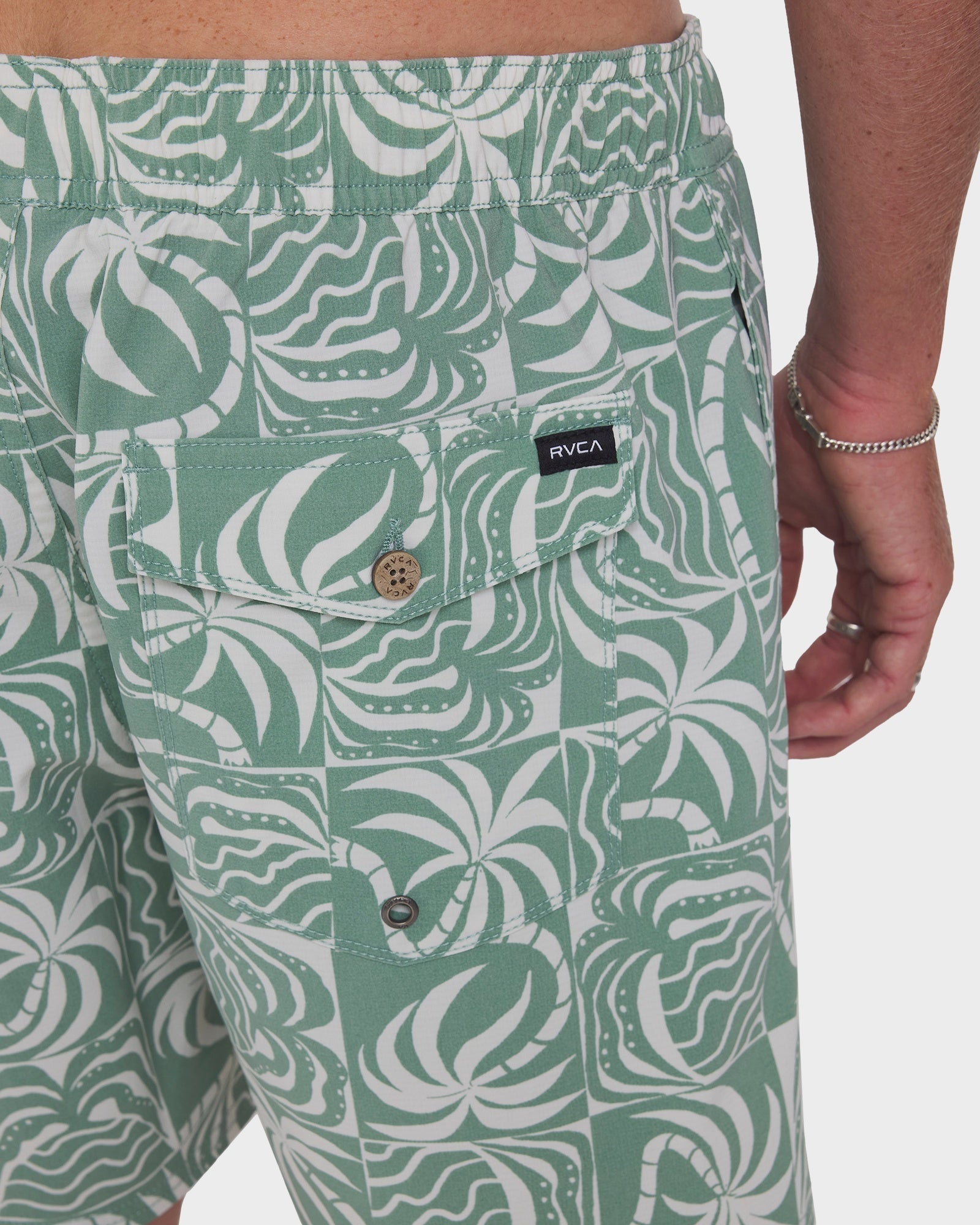 Mens Exotica Print Board Short Sage Leaf - Image 9