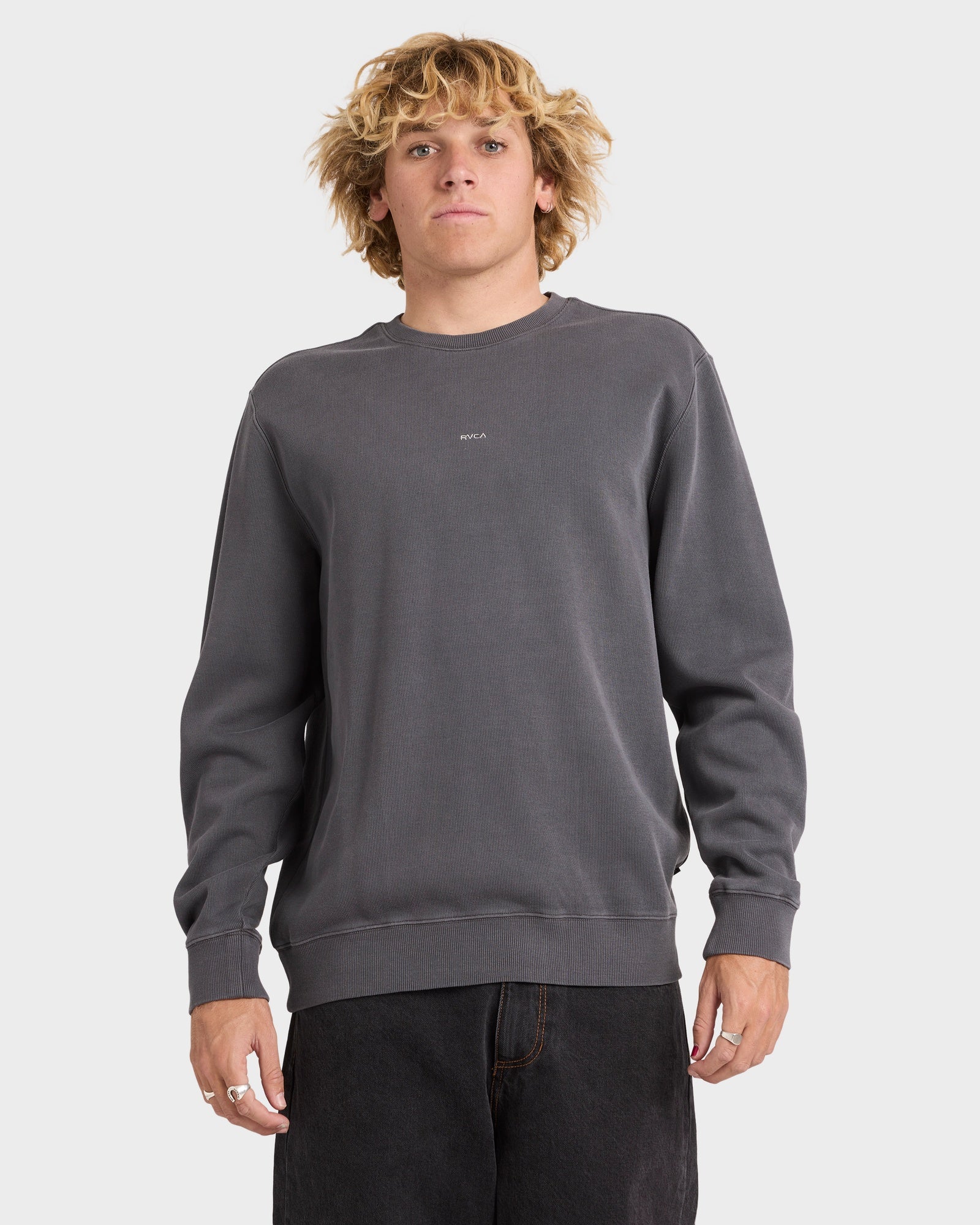 Mens Little RVCA Sweater Garage Blue - Image 1