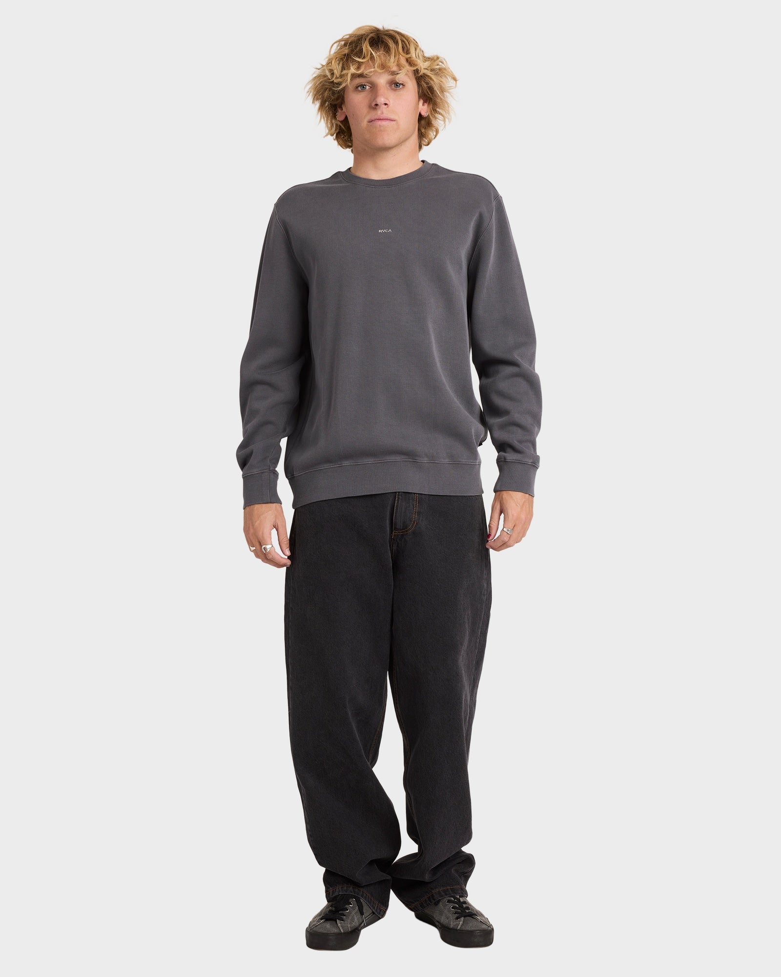 Mens Little RVCA Sweater Garage Blue - Image 5