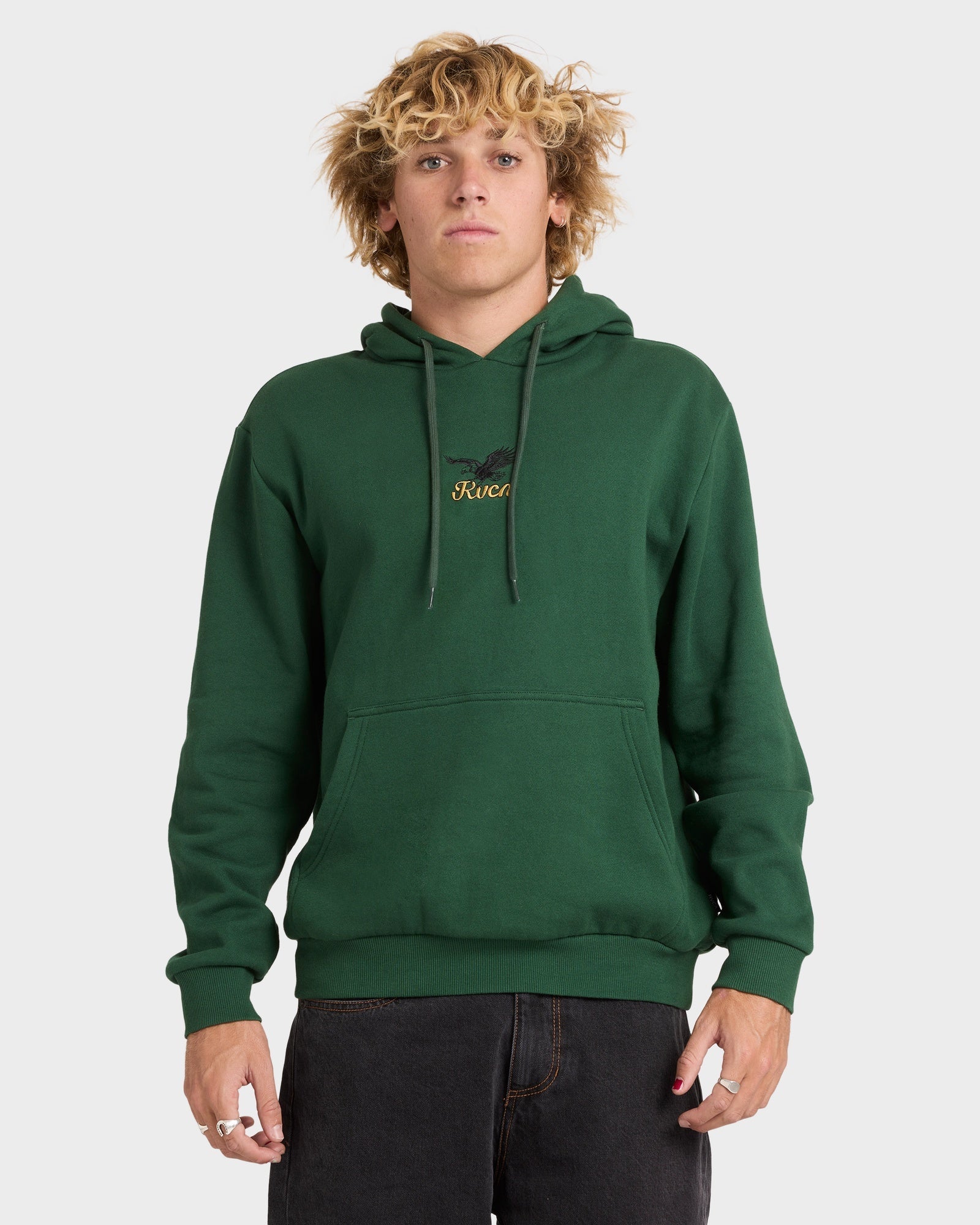 Mens On Wing Hooded Jumper Grass Green - Image 1