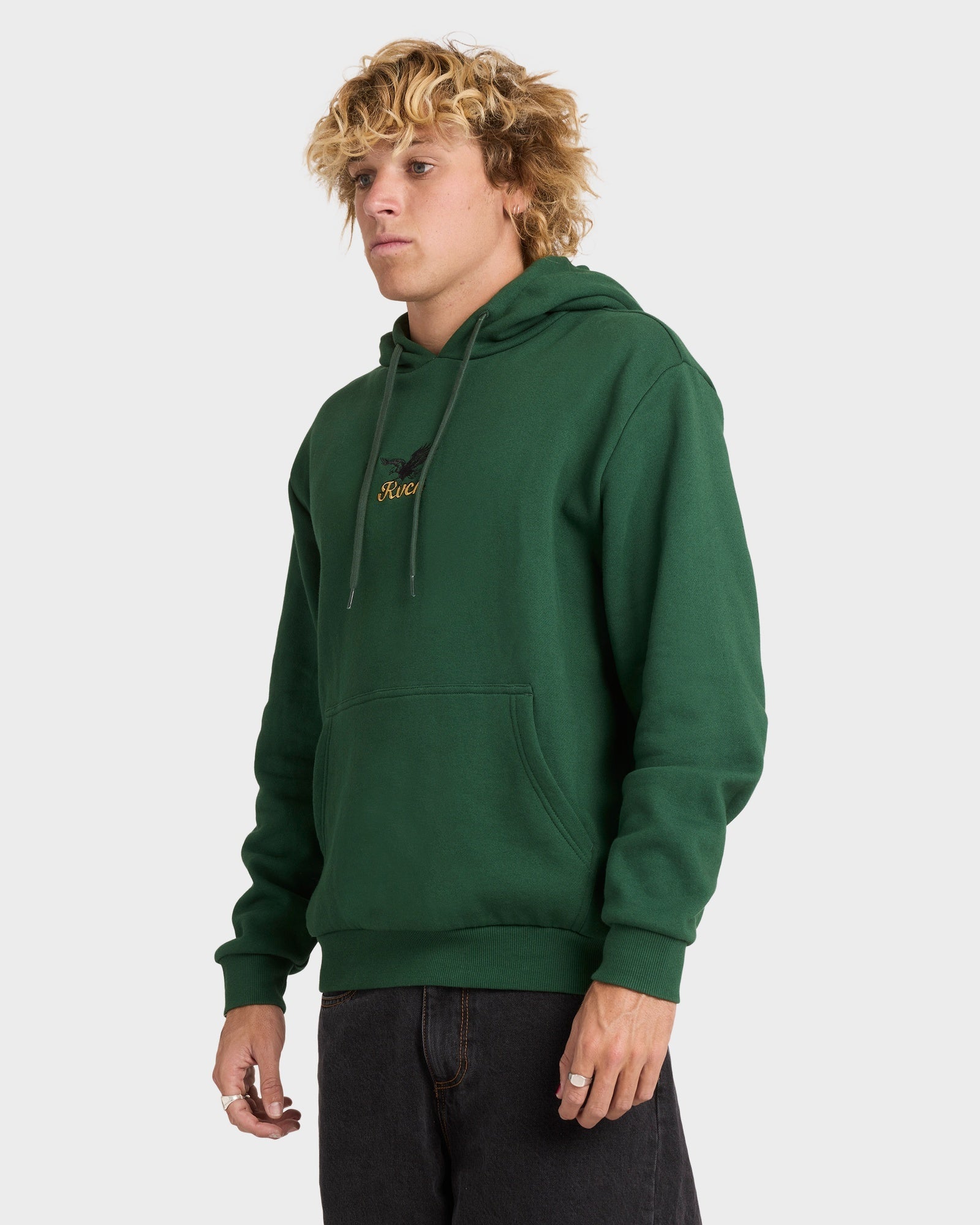 Mens On Wing Hooded Jumper Grass Green - Image 3