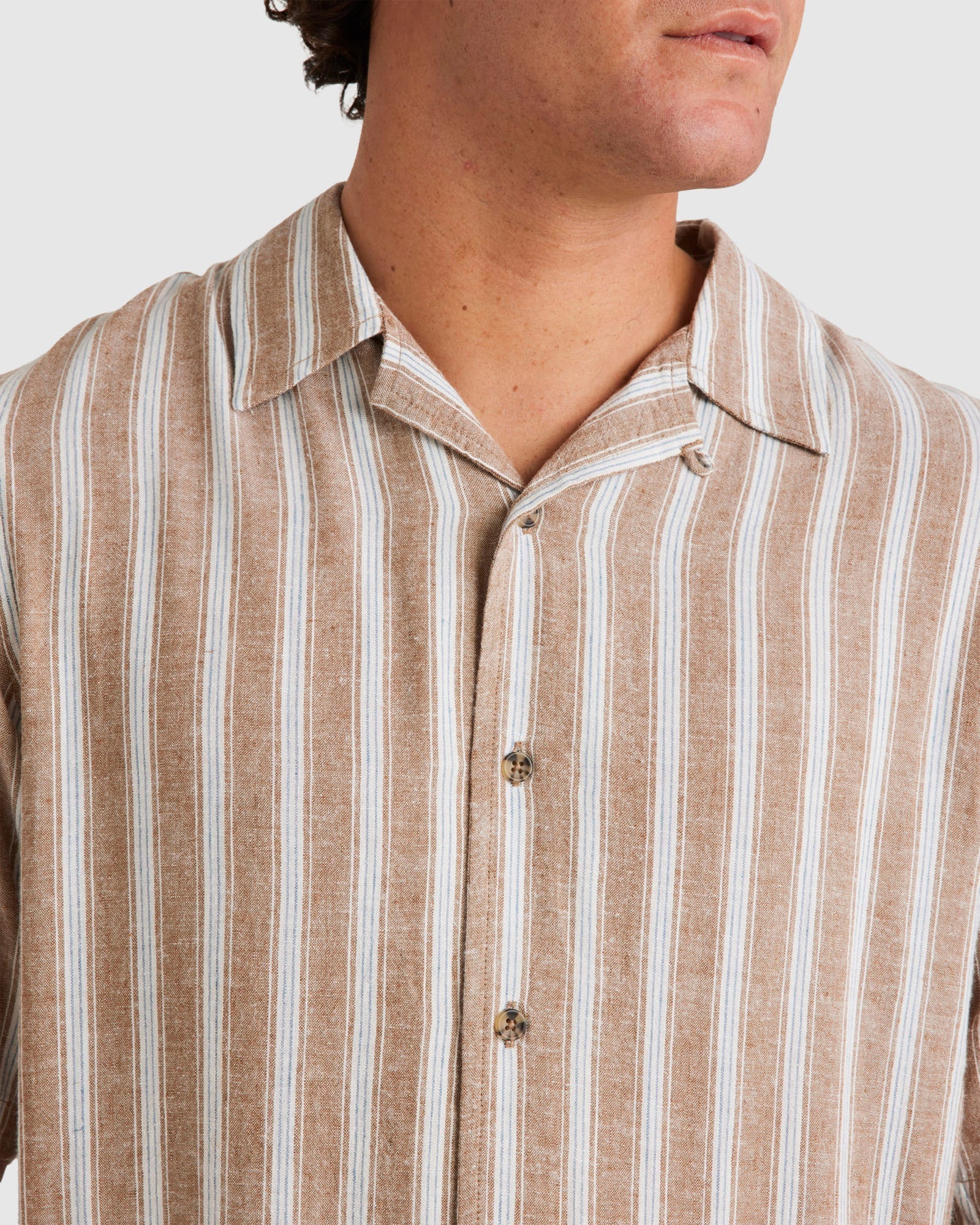 Mens Beat Stripe Dress Shirt Ermine - Image 4