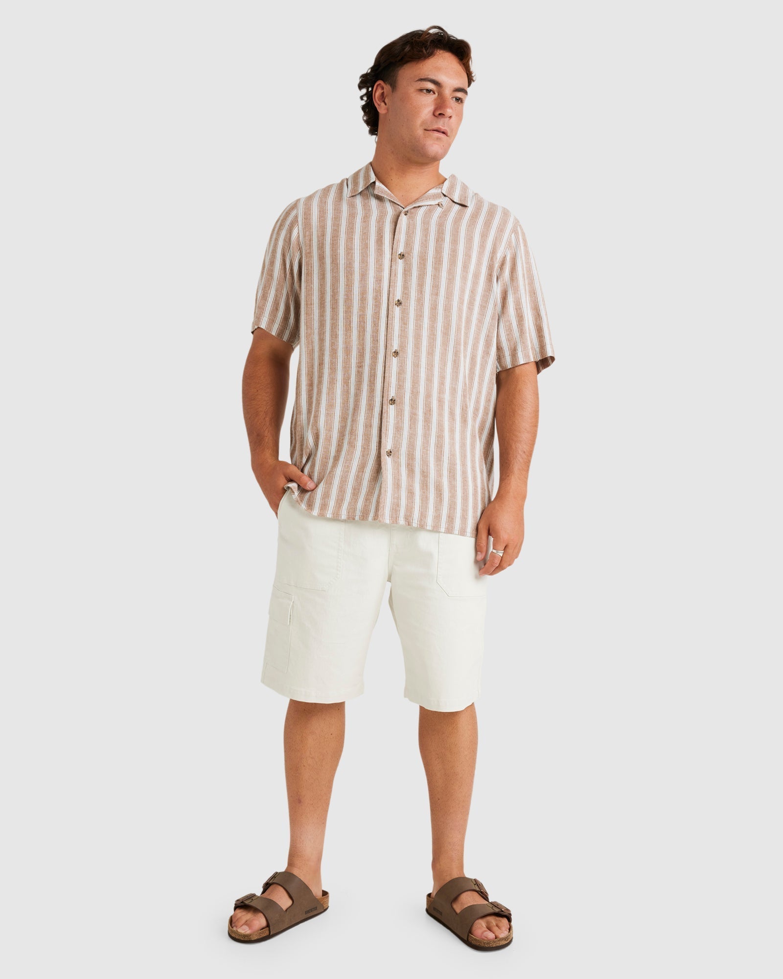 Mens Beat Stripe Dress Shirt Ermine - Image 5