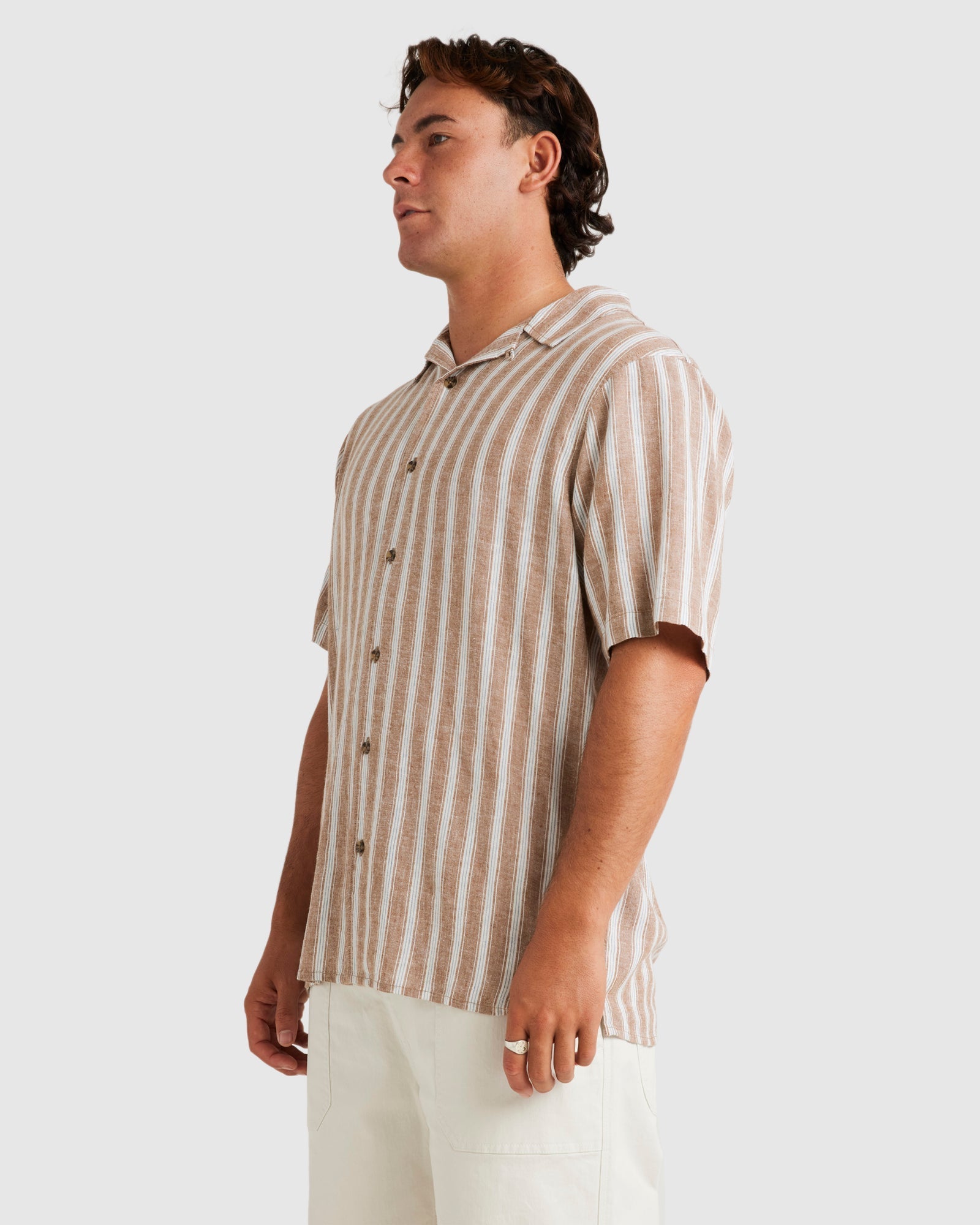 Mens Beat Stripe Dress Shirt Ermine - Image 2