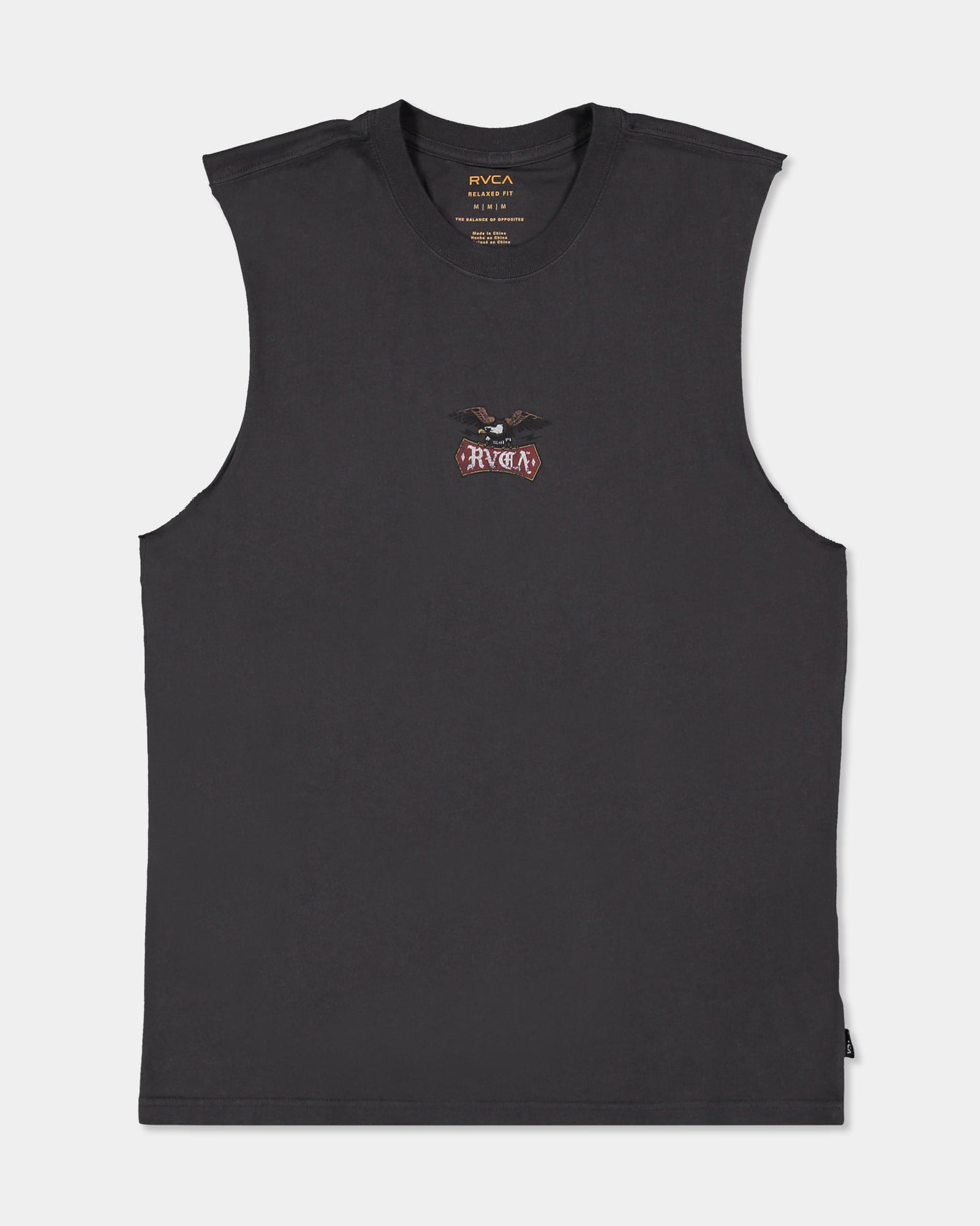 Mens Eagle Muscle T Shirt Washed Black - Image 1