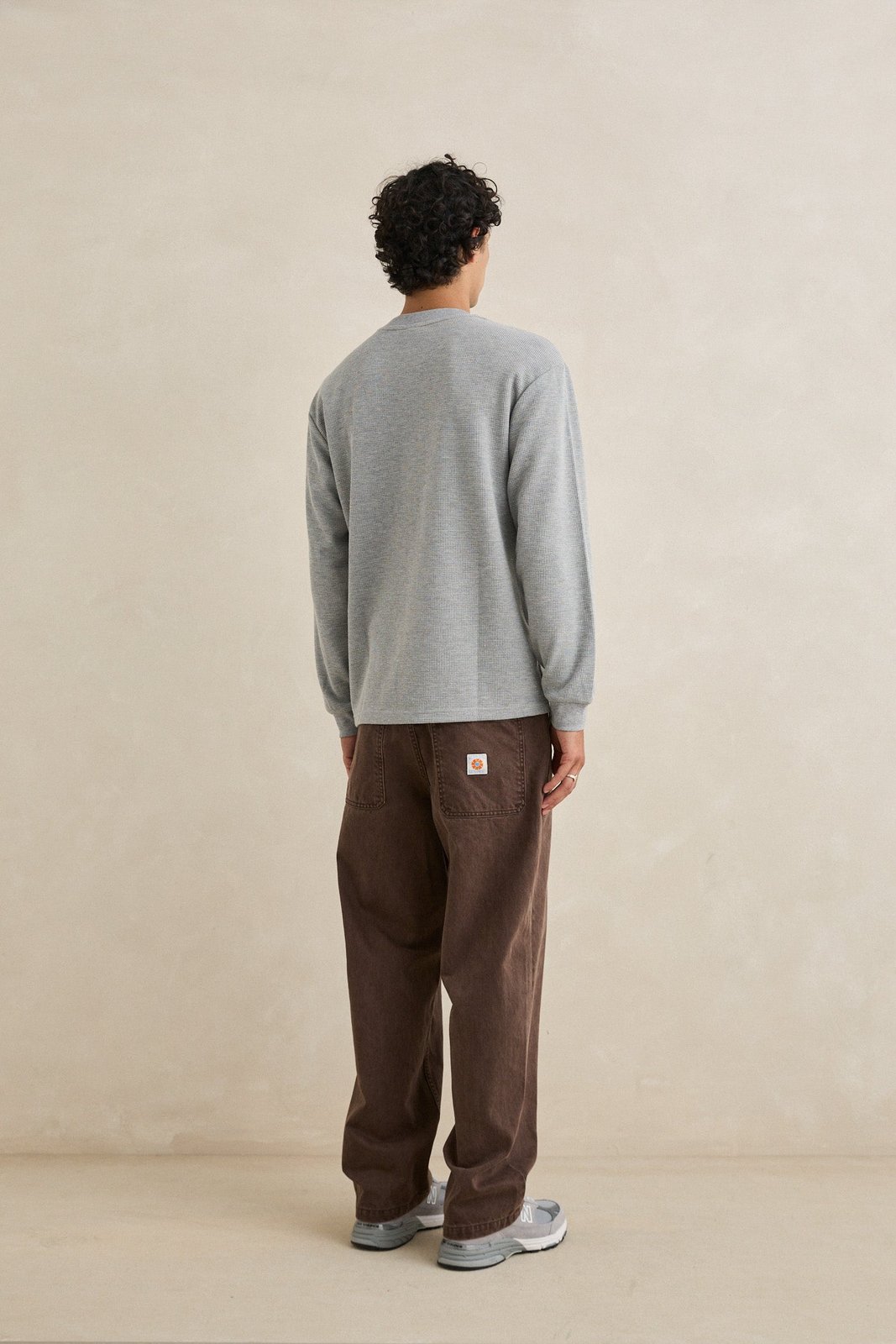 Vintage Pocket LS Waffle T Shirt Grey Heather - Image 4