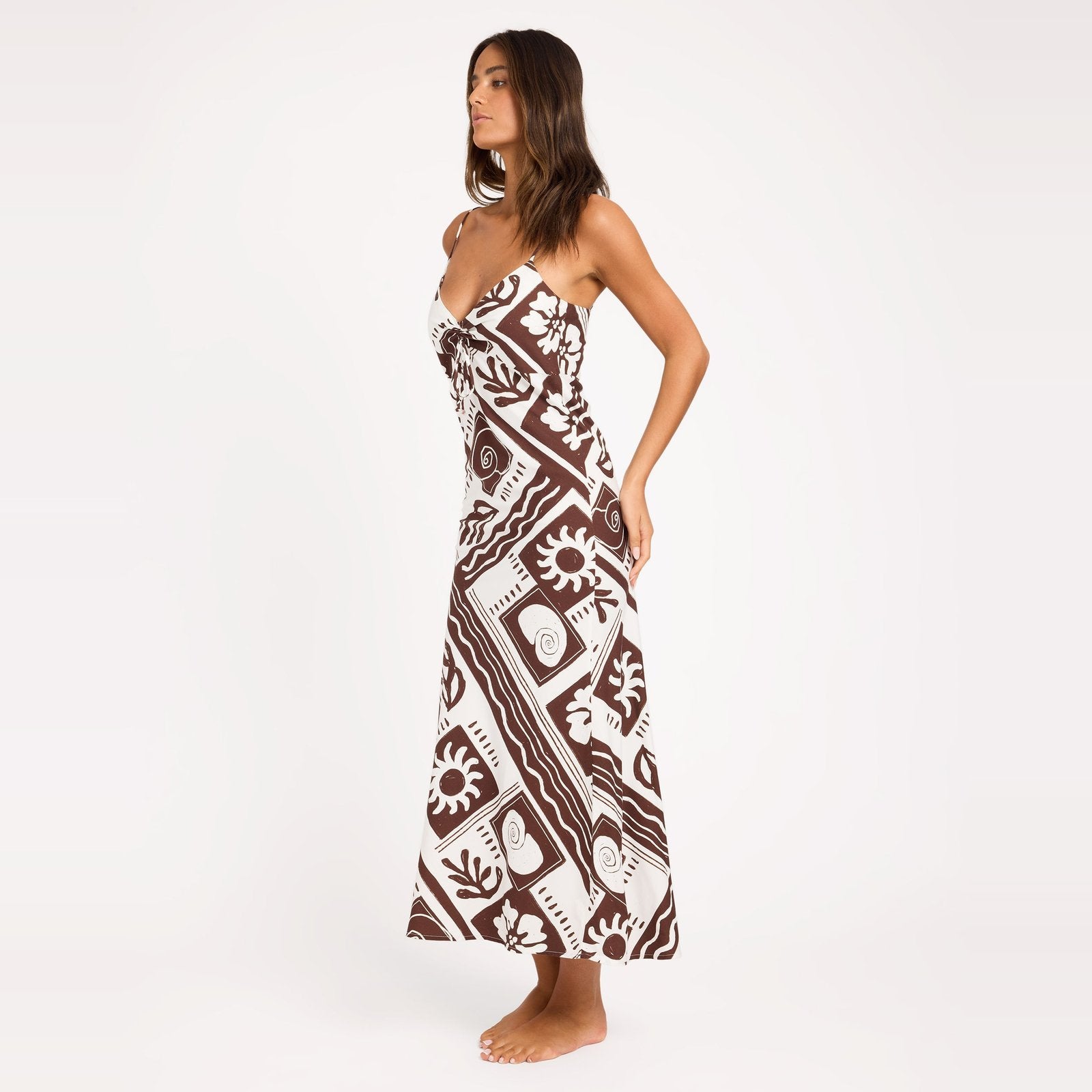 Womens Cowrie Maxi Slip Dress Coconut Milk - Image 3