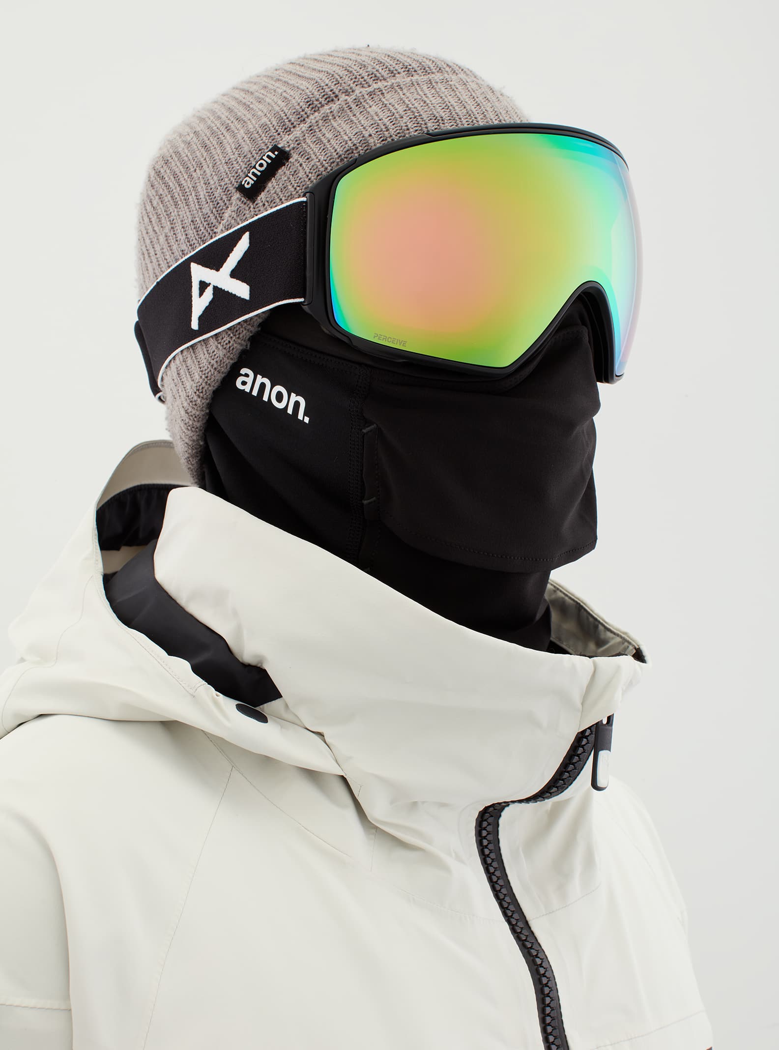 Anon Anon M4 Goggles Toric + Bonus Lens + MFI® Face Mask - Low Bridge Fit Frame: black, lens: perceive variable green (22% / s2), spare lens: perceive cloudy pink (53% / s1)