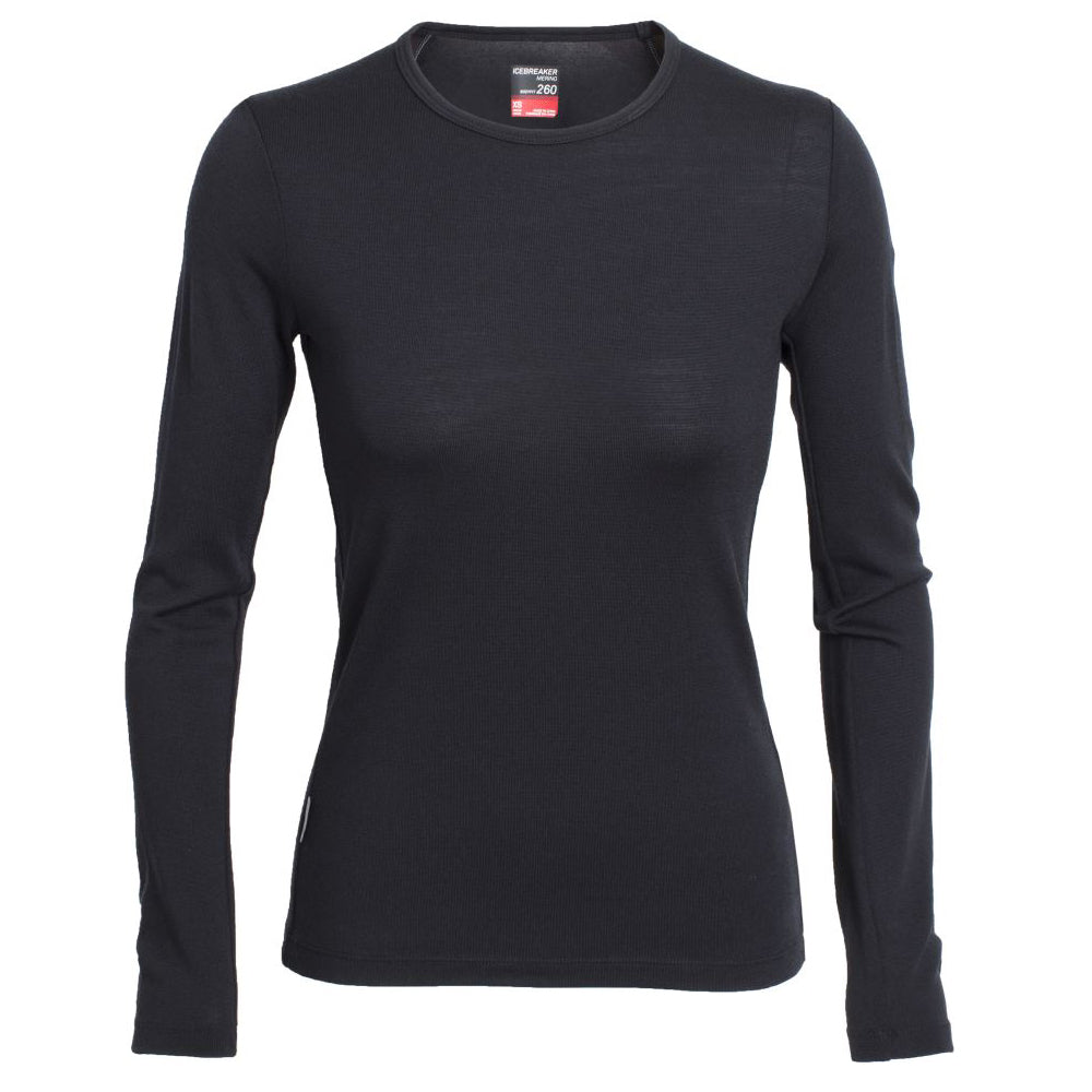 Icebreaker Women's TechTop Long Sleeve Crewe Thermal Top 2018 Black