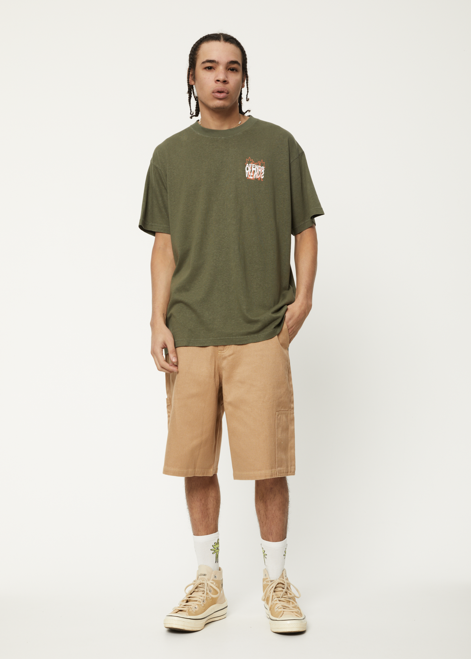 Vibrations - Hemp Boxy Graphic T-Shirt - Cypress
