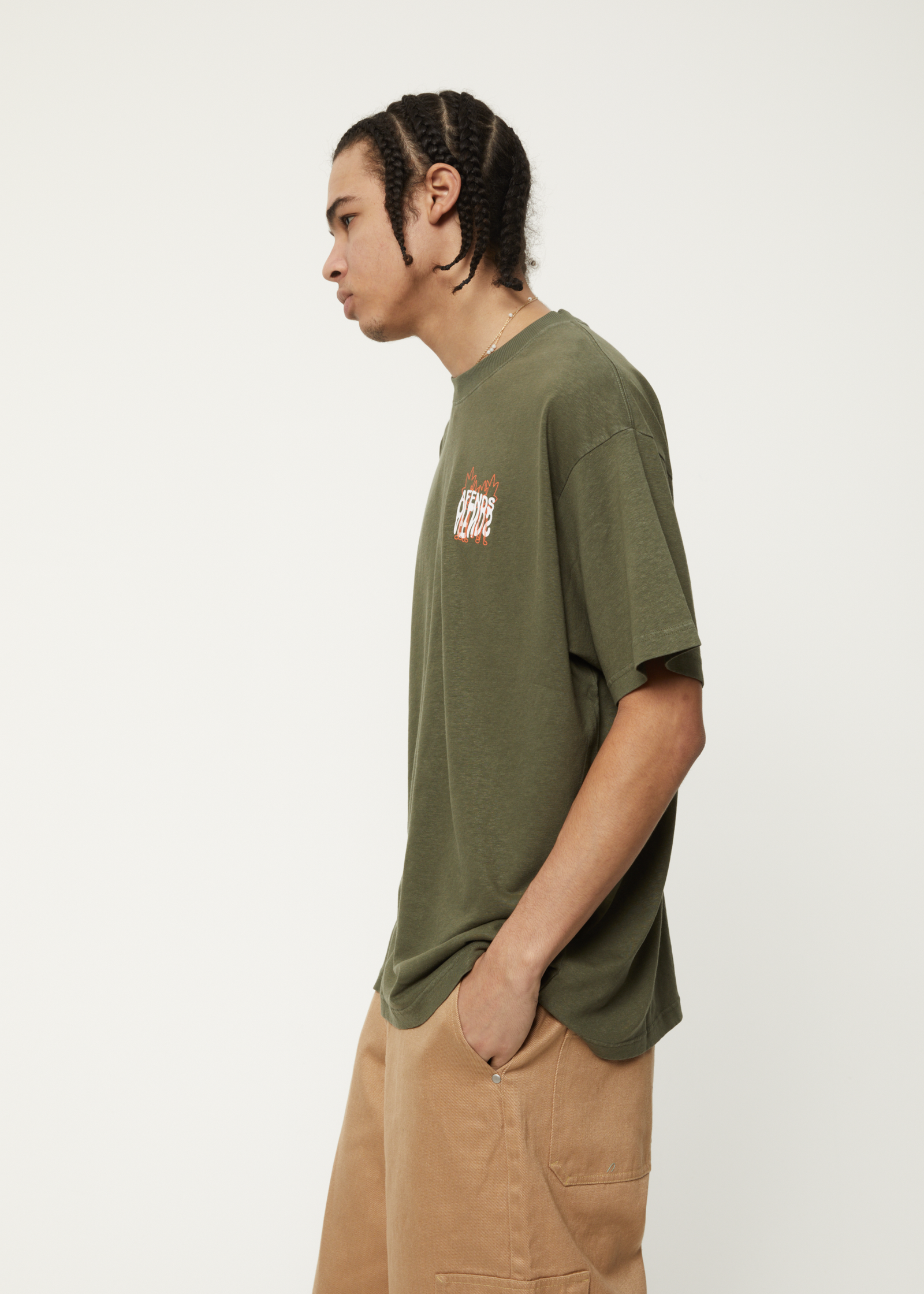 Vibrations - Hemp Boxy Graphic T-Shirt - Cypress
