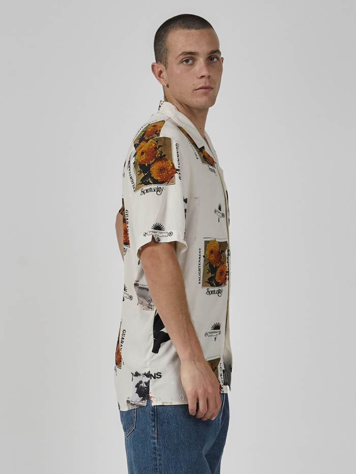 Spirituality Enlightenment Guaranteed Bowling Shirt - Stone