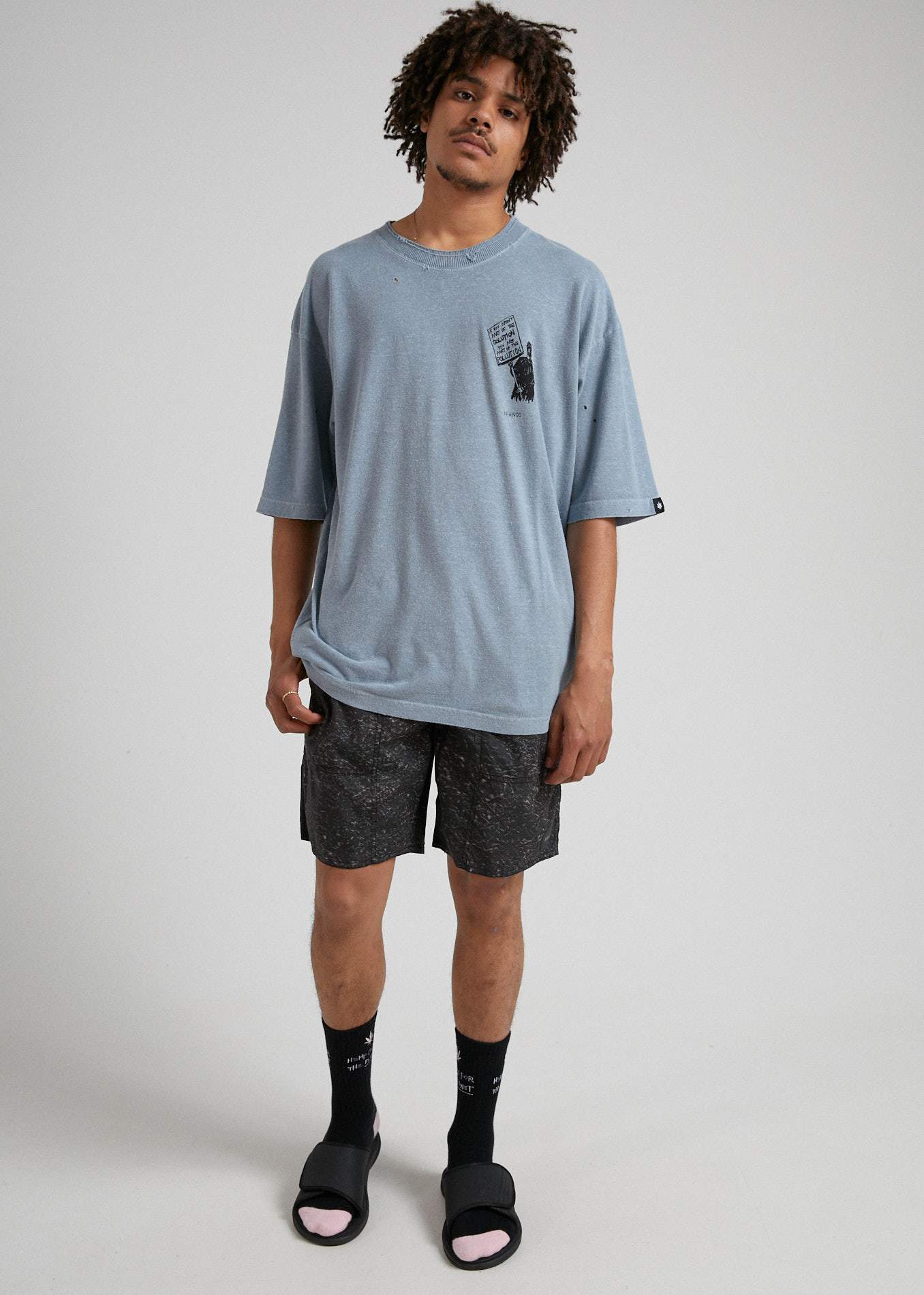 Afends Baywatch Acids - Elastic Waist Boardshort - Black Acid Wash Black acid wash