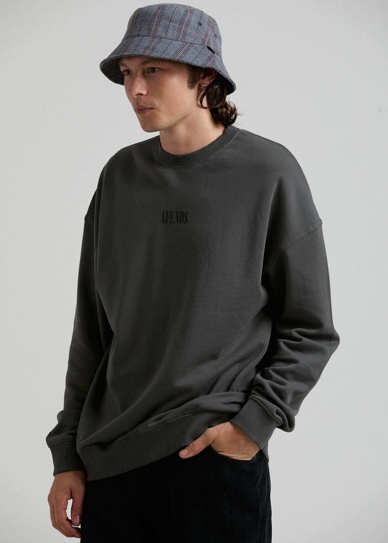 Afends Bleach - Oversized Crew Neck - Gunmetal Gunmetal