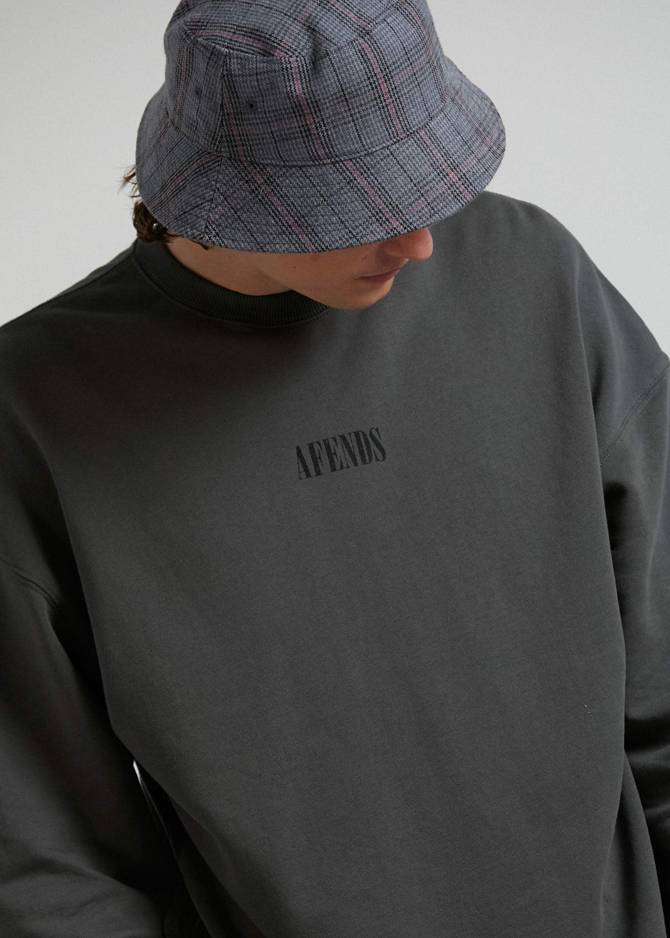 Afends Bleach - Oversized Crew Neck - Gunmetal Gunmetal