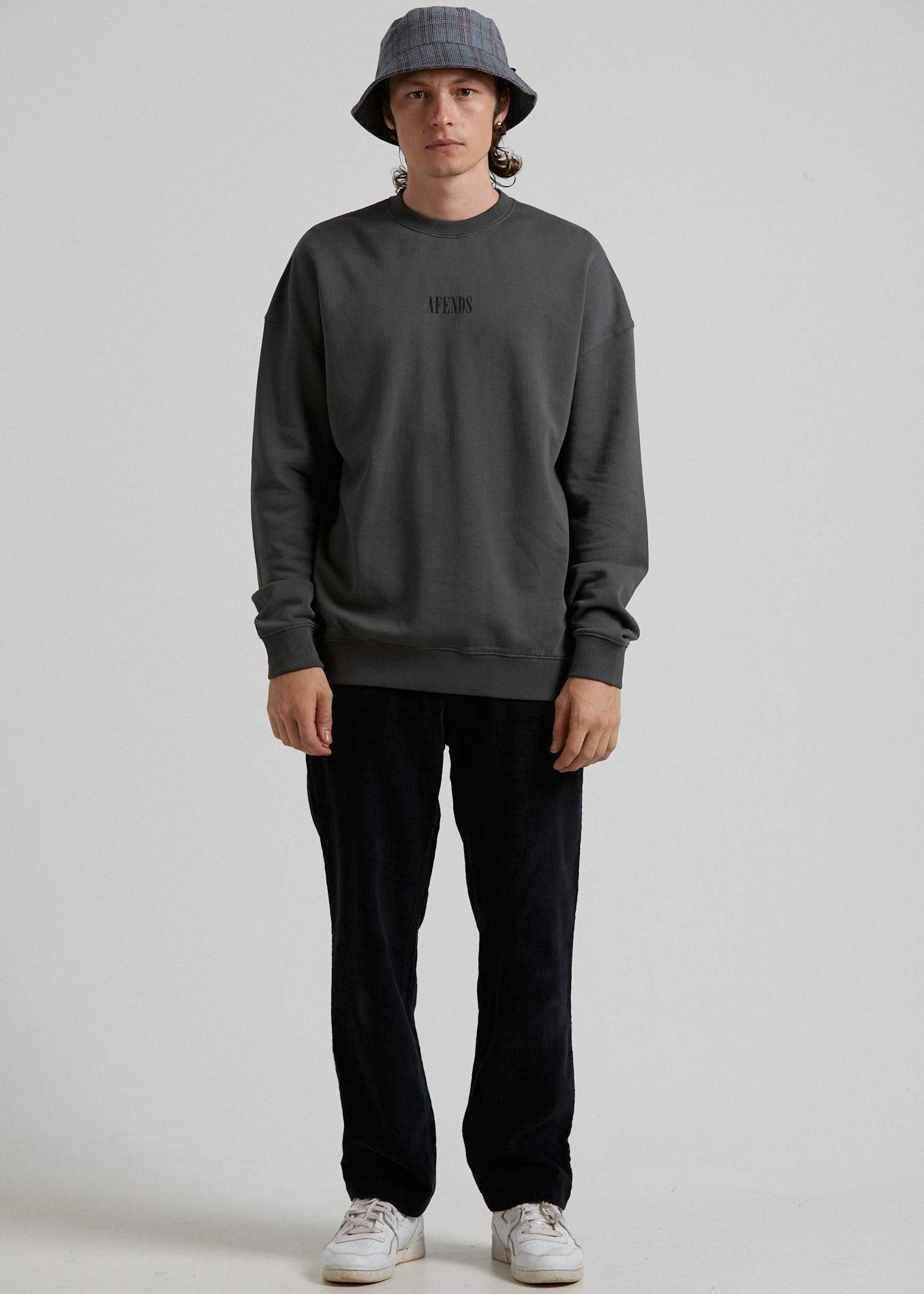 Afends Bleach - Oversized Crew Neck - Gunmetal Gunmetal