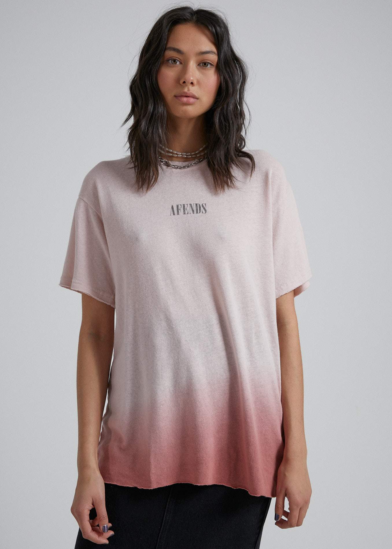 Afends Courtney Love - Hemp Oversized Tee - Ash Pink Dip Dye Ash pink dip dye