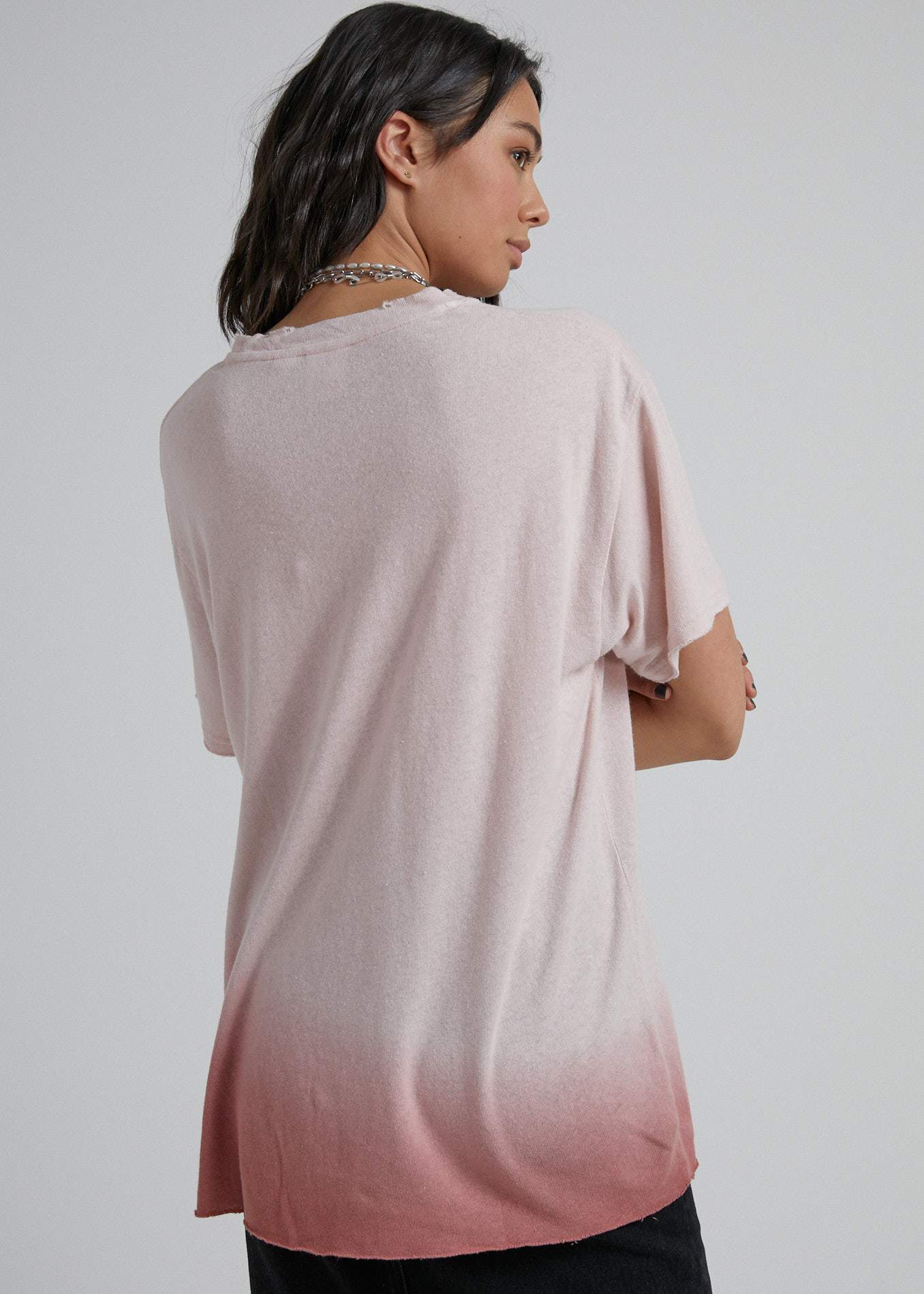 Afends Courtney Love - Hemp Oversized Tee - Ash Pink Dip Dye Ash pink dip dye