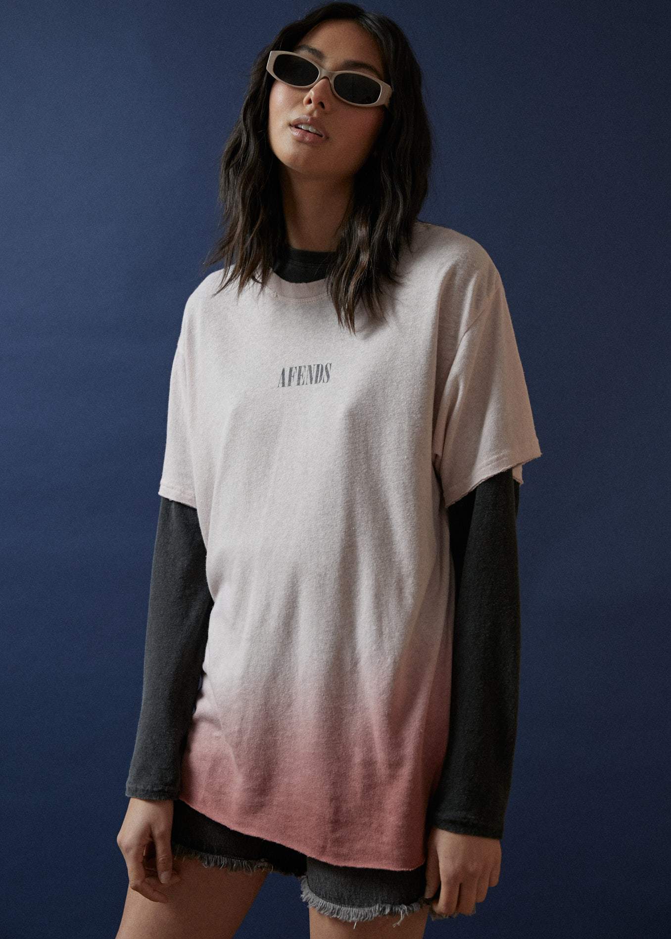 Afends Courtney Love - Hemp Oversized Tee - Ash Pink Dip Dye Ash pink dip dye