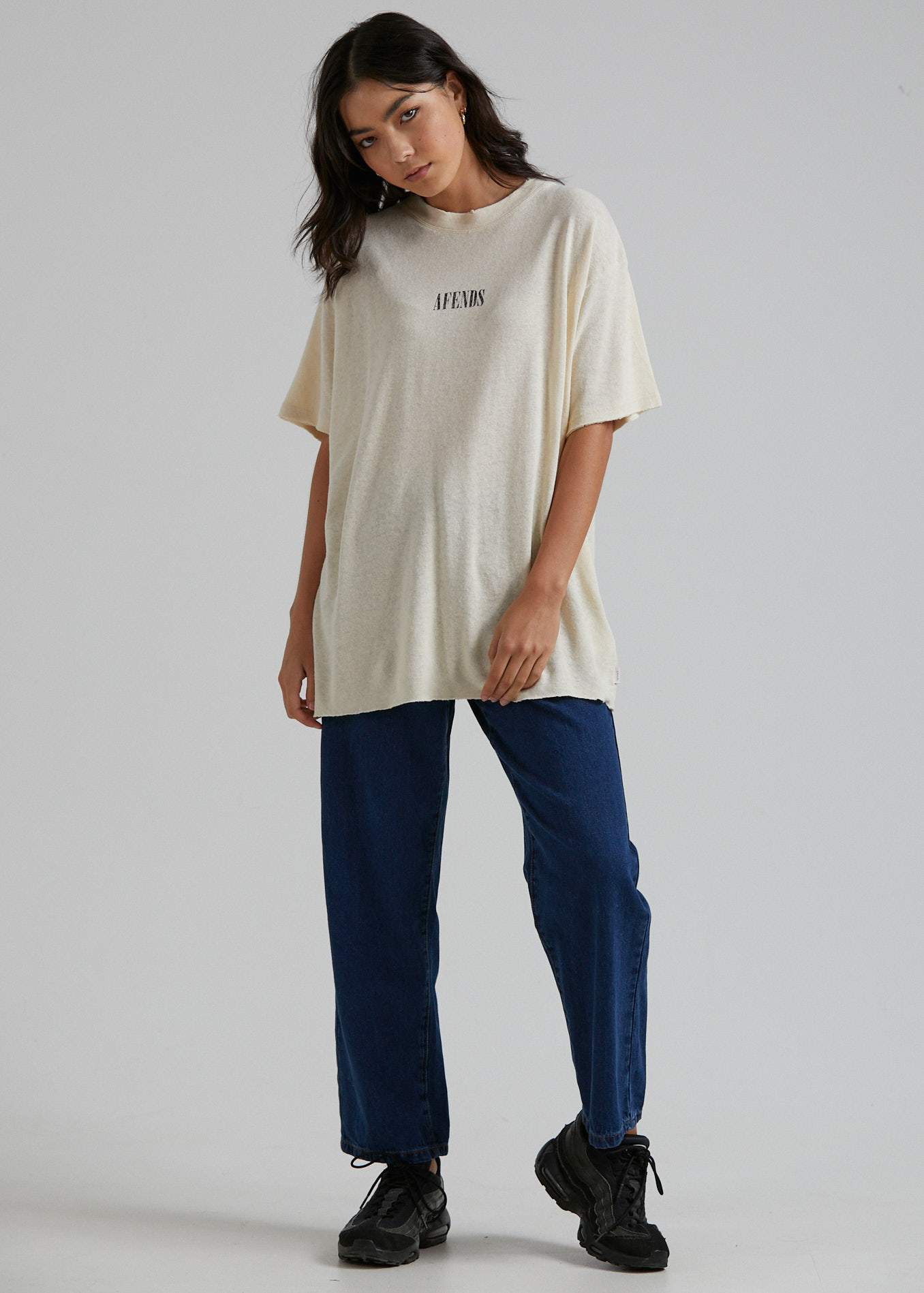 Afends Courtney Love - Hemp Oversized Tee - Ash Pink Dip Dye Cream