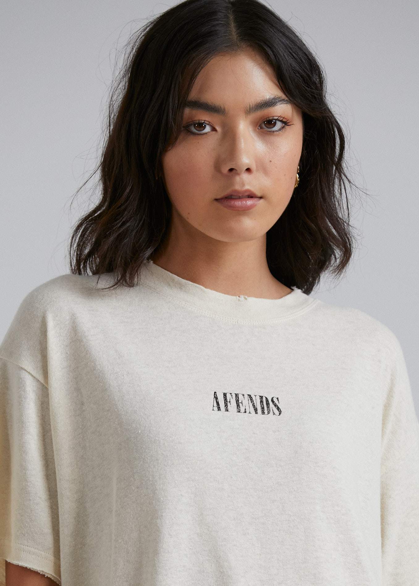 Afends Courtney Love - Hemp Oversized Tee - Ash Pink Dip Dye Cream