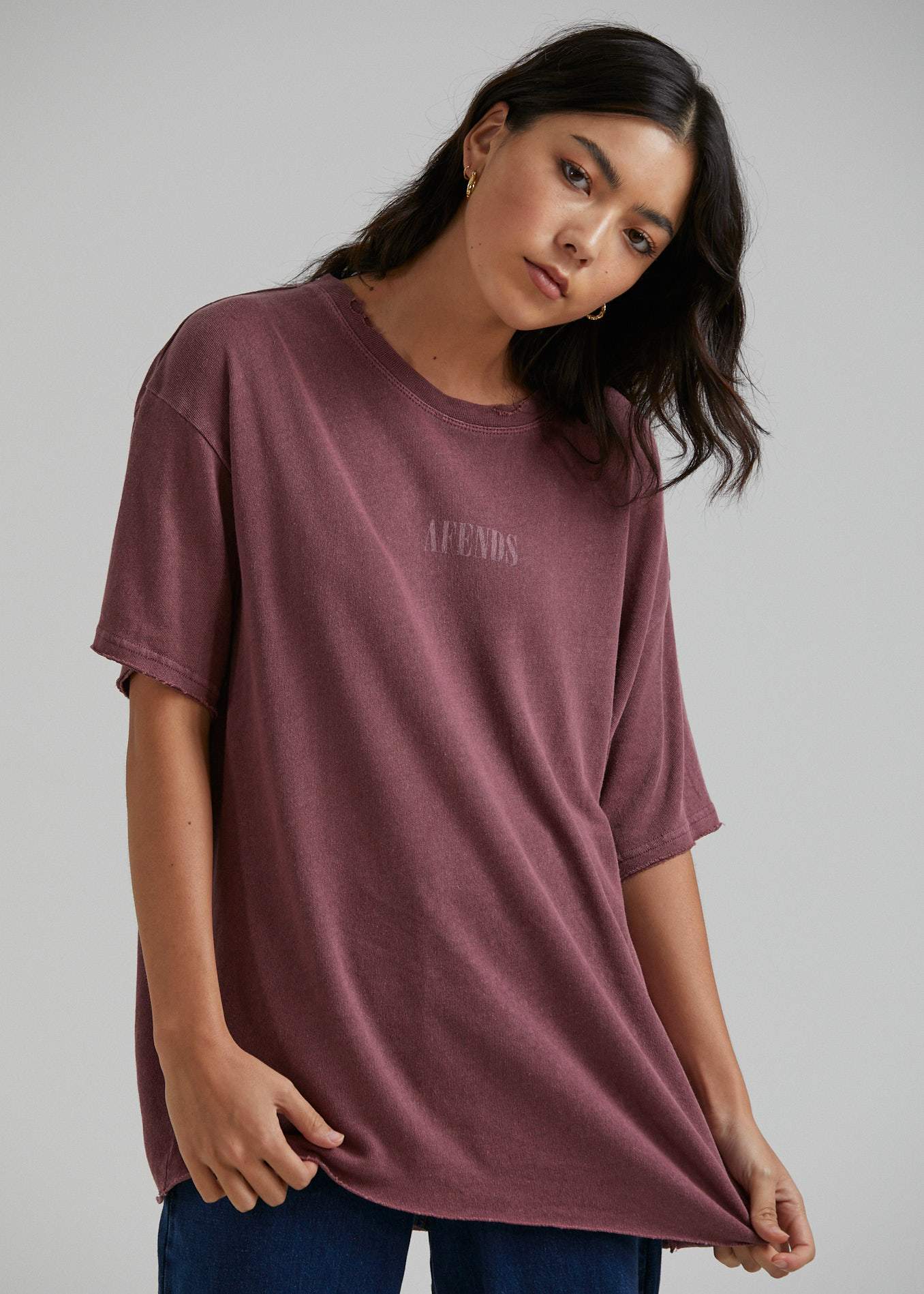 Afends Courtney Love - Hemp Oversized Tee - Ash Pink Dip Dye Grape