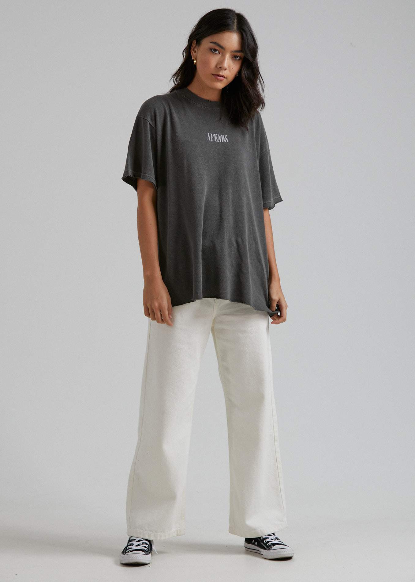 Afends Courtney Love - Hemp Oversized Tee - Ash Pink Dip Dye Stone black