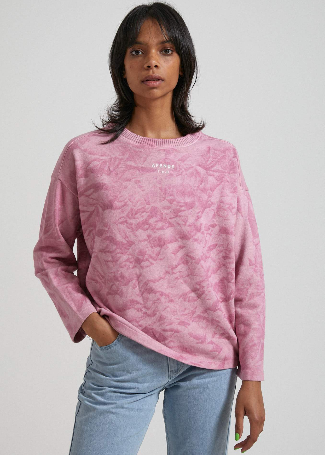 Afends Evolve - Hemp Oversized Crew Neck - Smokey Lilac Smokey lilac