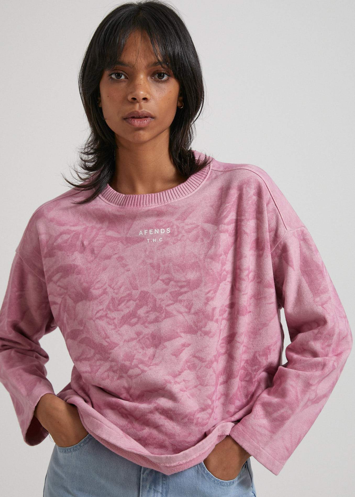 Afends Evolve - Hemp Oversized Crew Neck - Smokey Lilac Smokey lilac