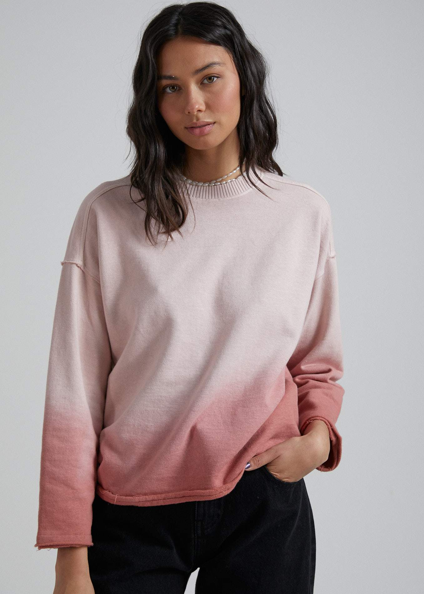 Afends Gretal - Hemp Oversized Crew Neck - Ash Pink Dip Dye Ash pink dip dye