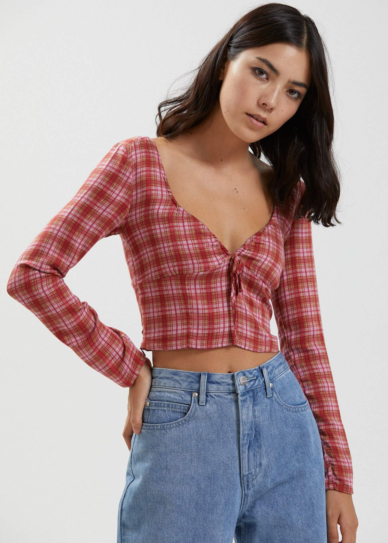 Afends Jemmy - Recycled Long Sleeve Top - Black Red