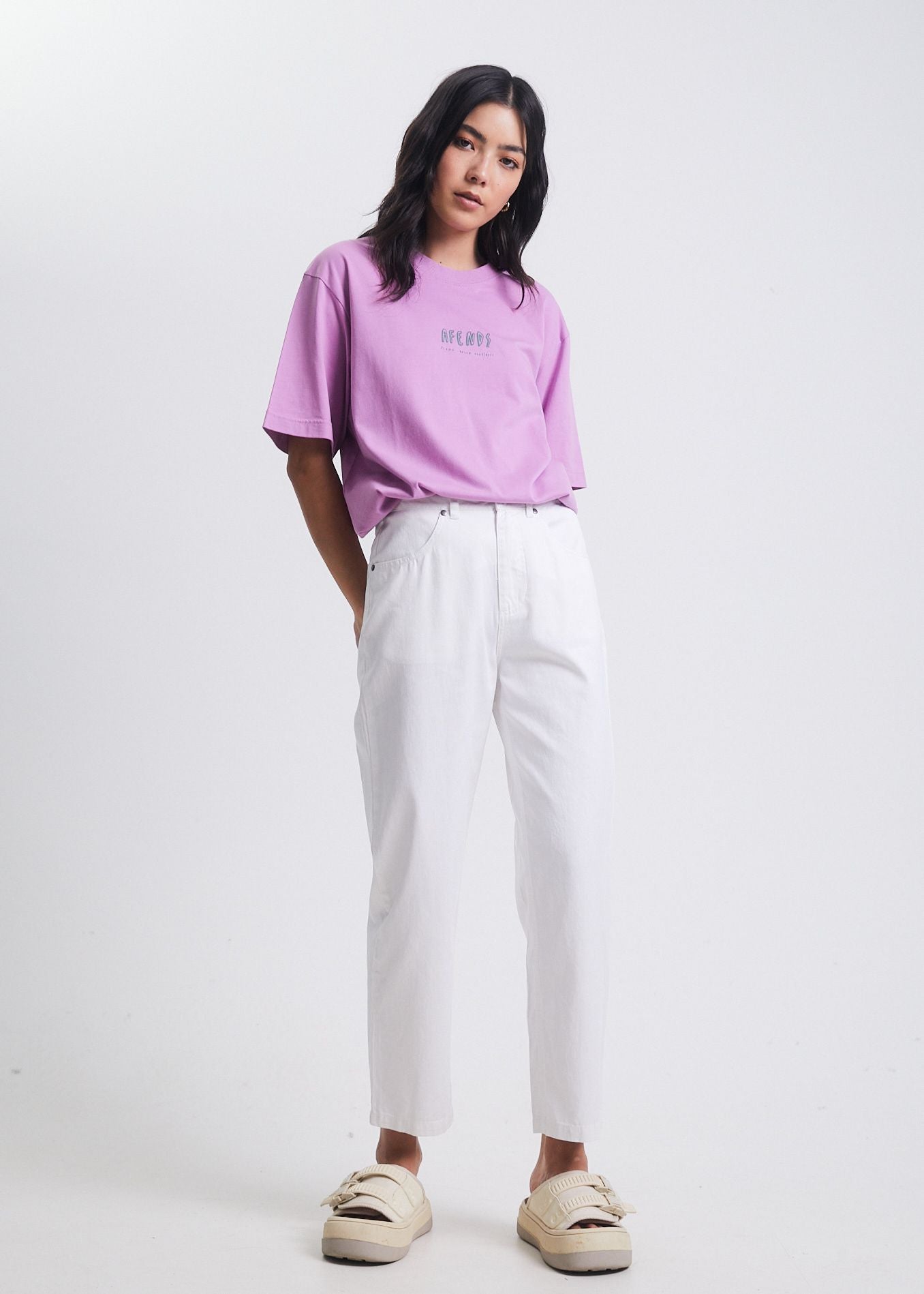 Afends Plant Based Happiness - Unisex Recycled T-Shirt - White Candy